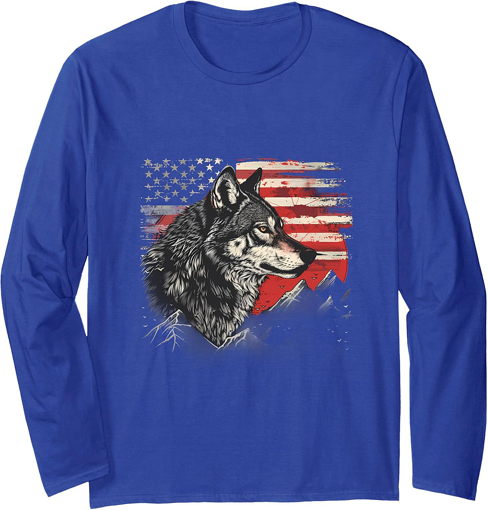 Patriotic Wolf Crewneck Sweatshirt | American Flag Pullover
