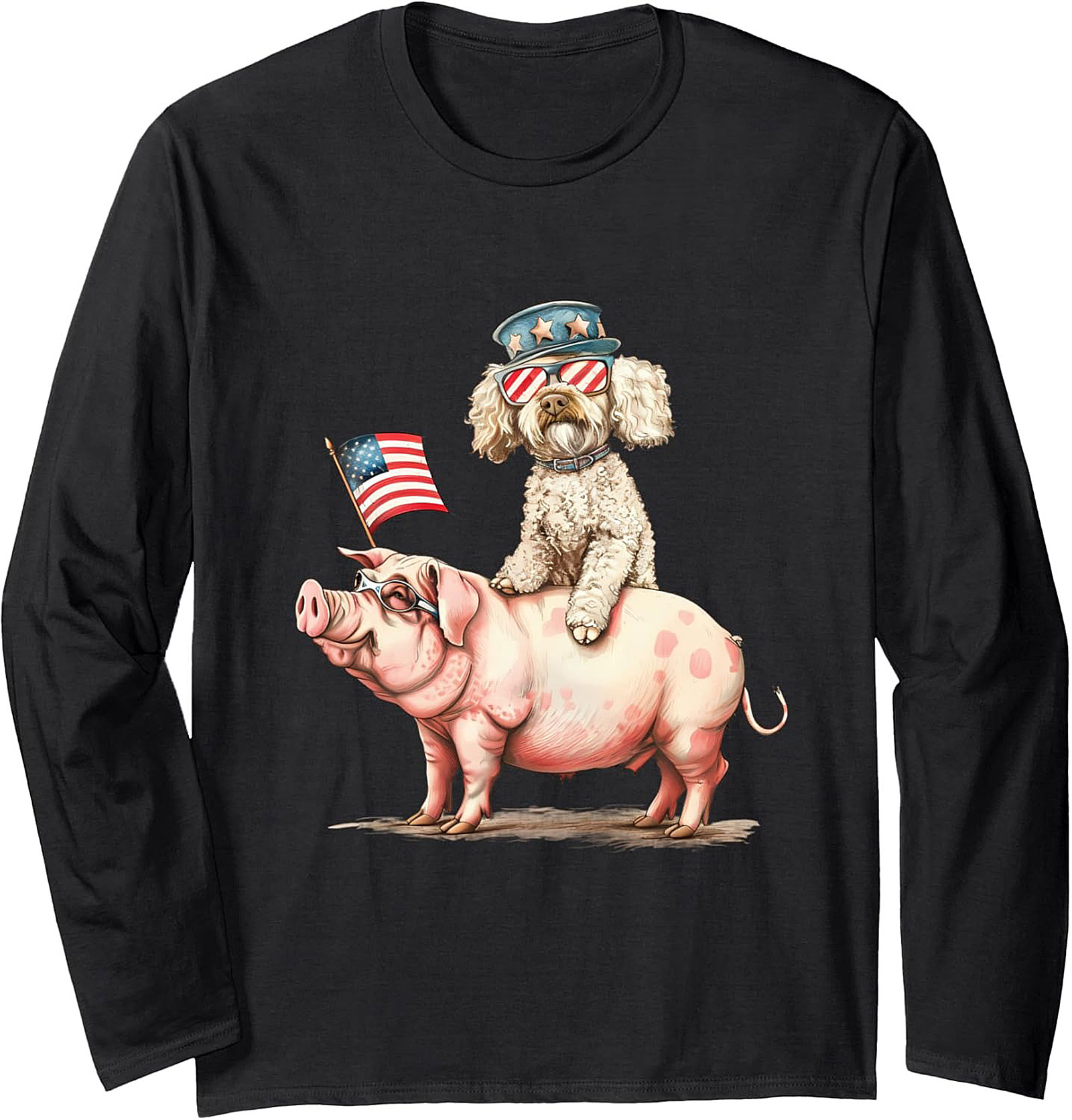 Funny Patriotic Pig Dog Crewneck Sweatshirt | 4th of July