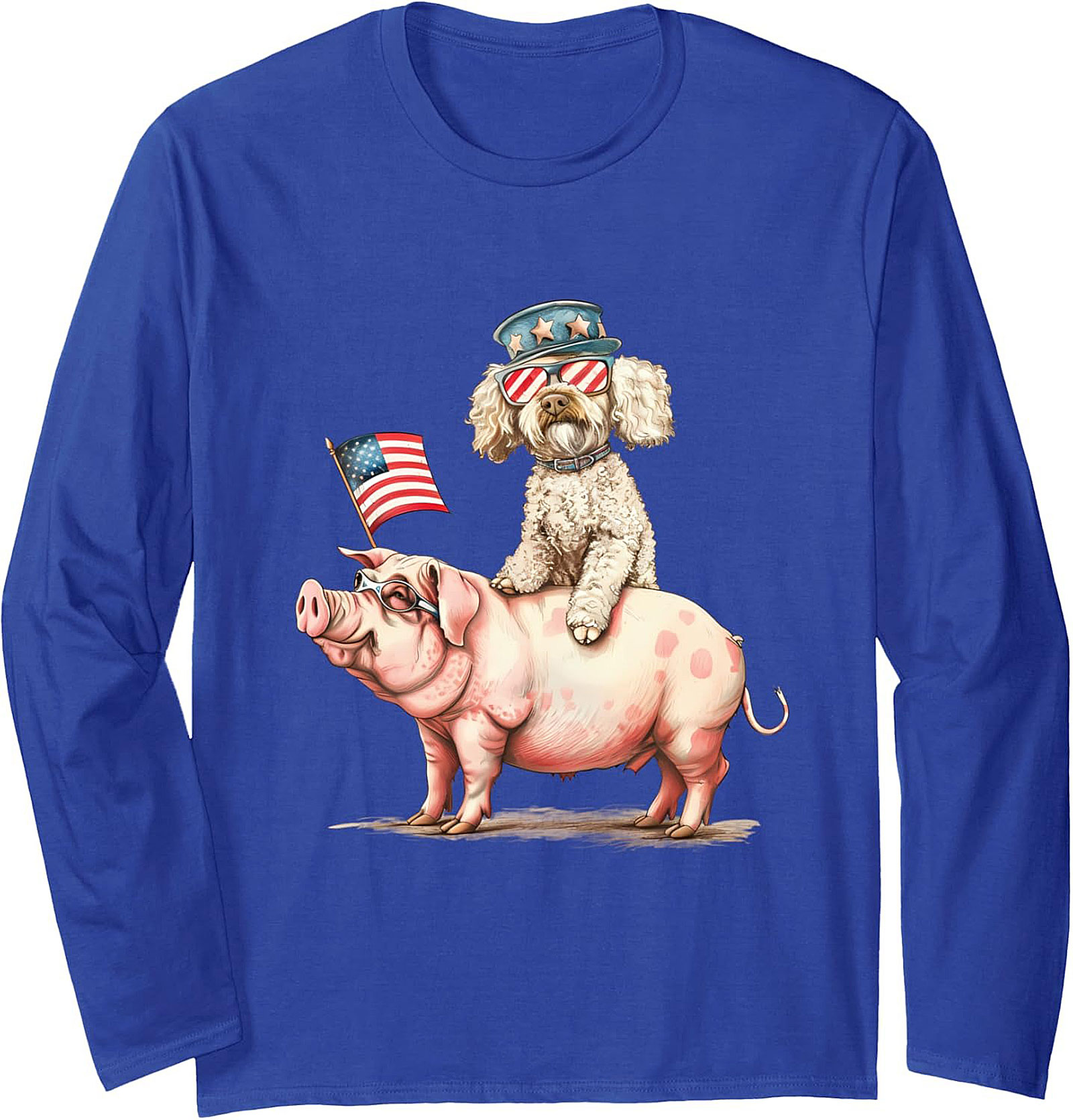 Funny Patriotic Pig Dog Crewneck Sweatshirt | 4th of July