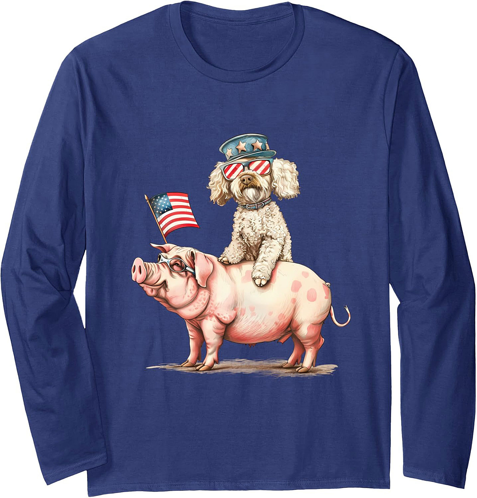 Funny Patriotic Pig Dog Crewneck Sweatshirt | 4th of July