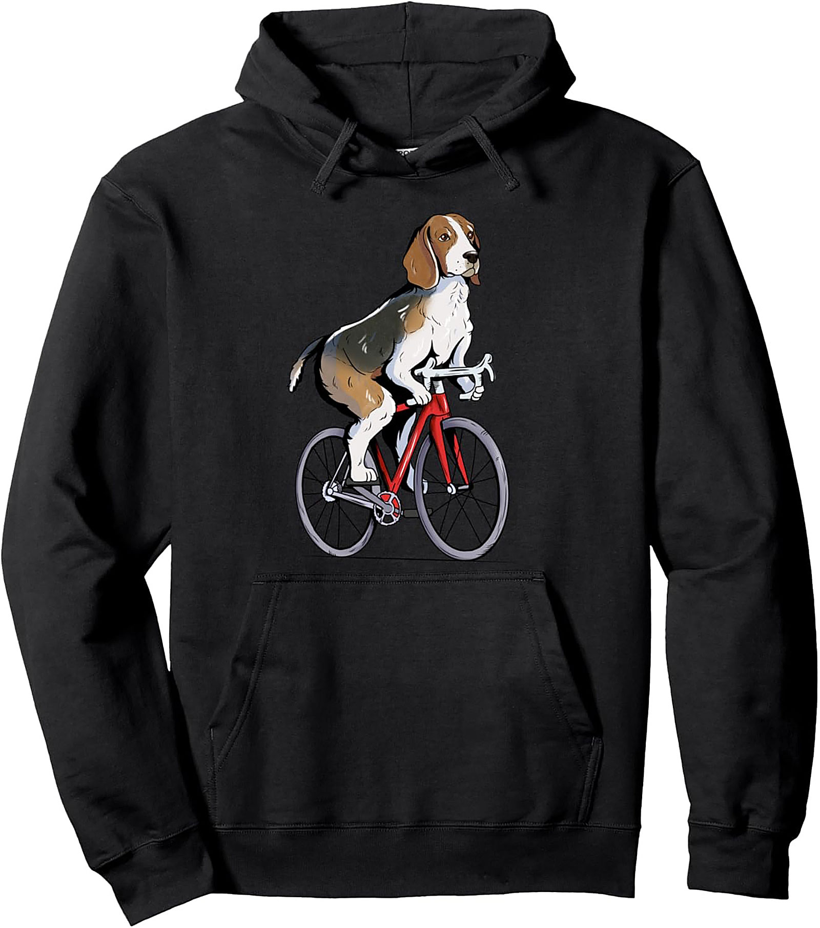 Beagle Biking Pullover Hoodie | Funny Dog Cycling Graphic Hoodie