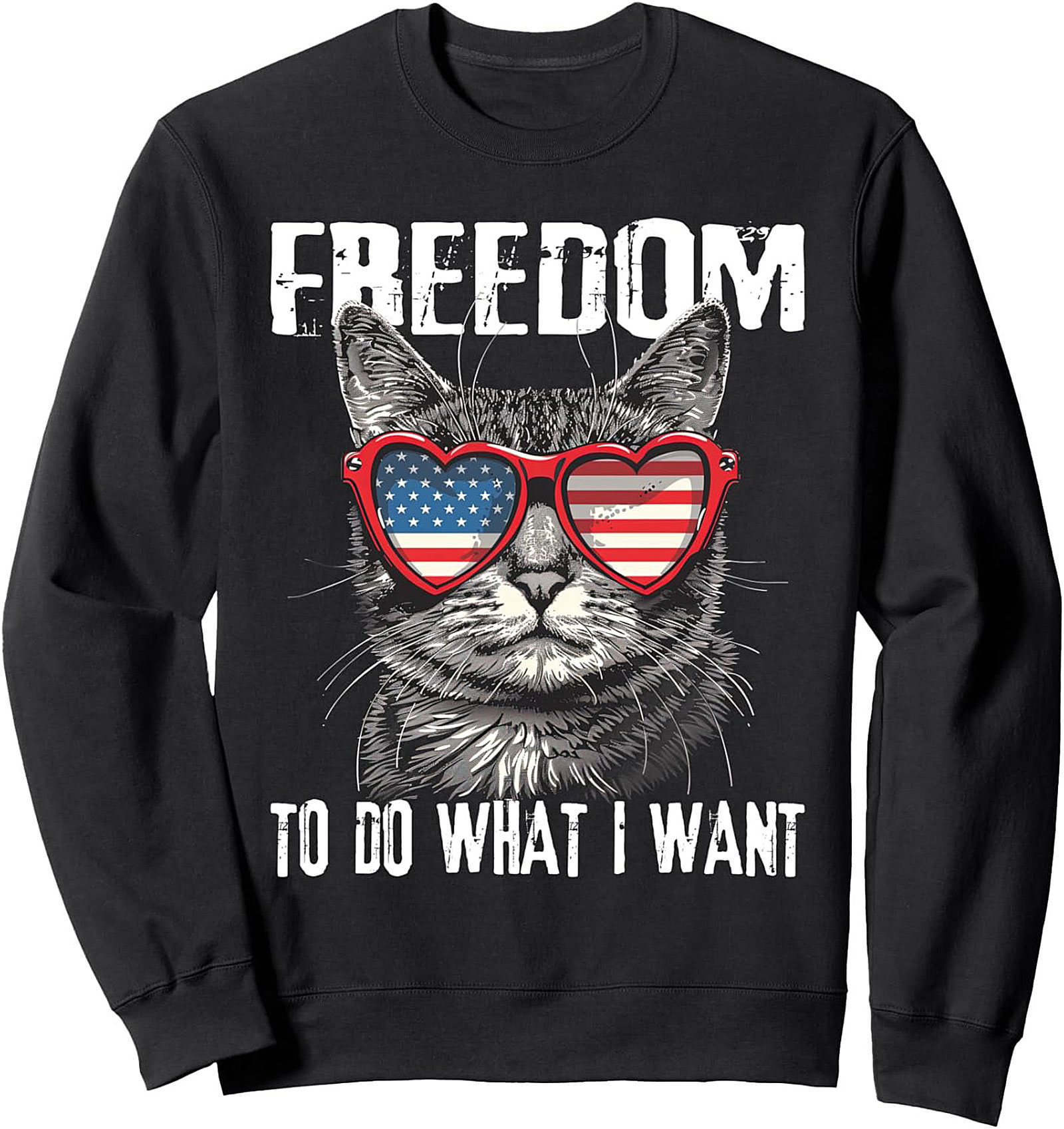 Patriotic Cat Crewneck Sweatshirt | Freedom Pullover