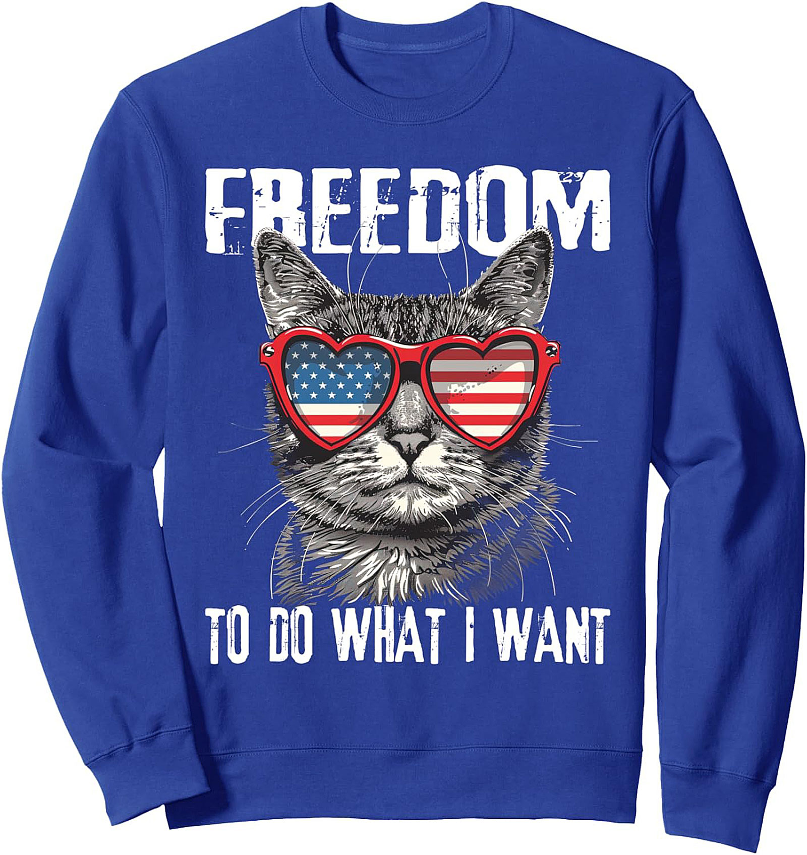Patriotic Cat Crewneck Sweatshirt | Freedom Pullover