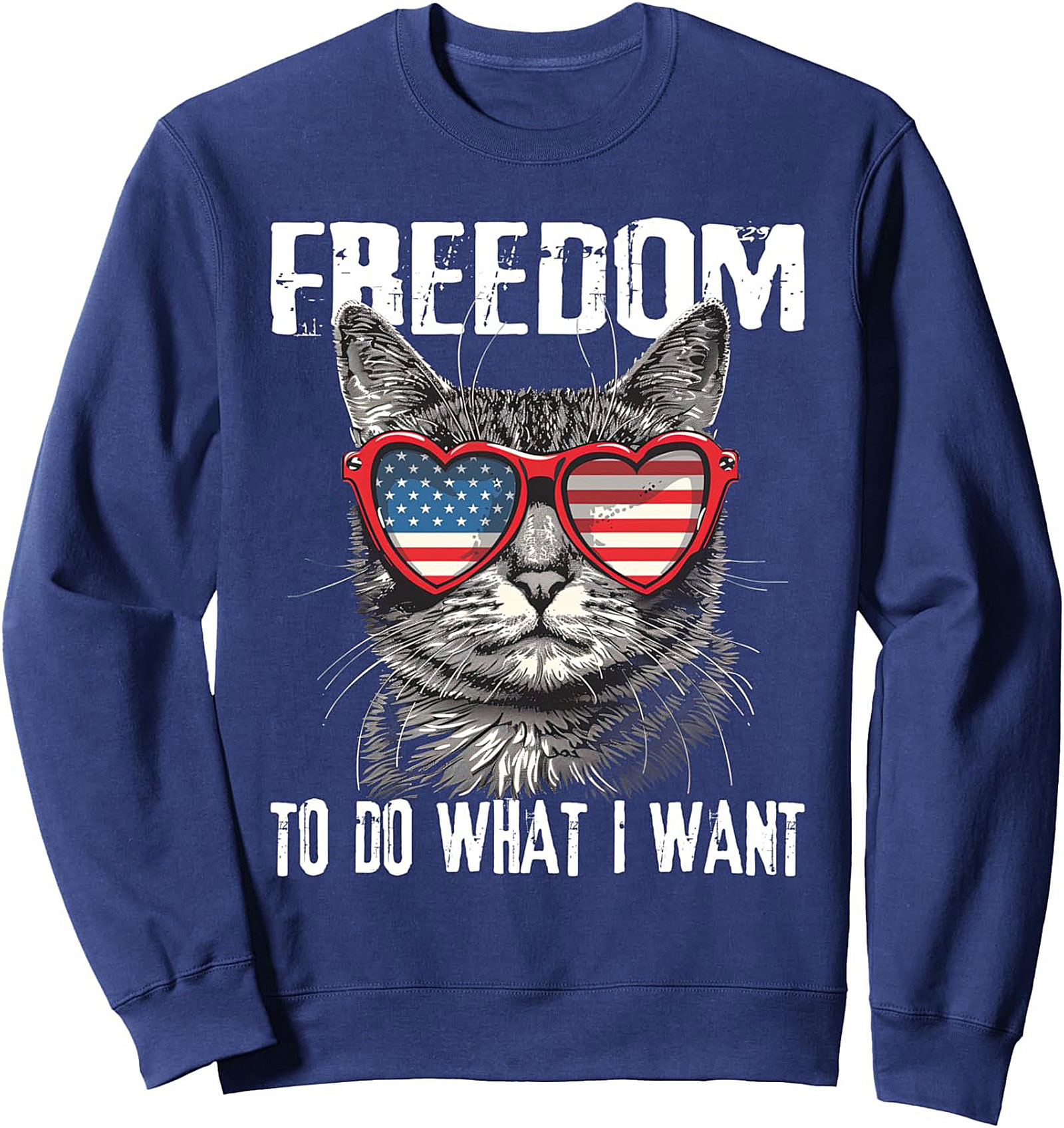 Patriotic Cat Crewneck Sweatshirt | Freedom Pullover