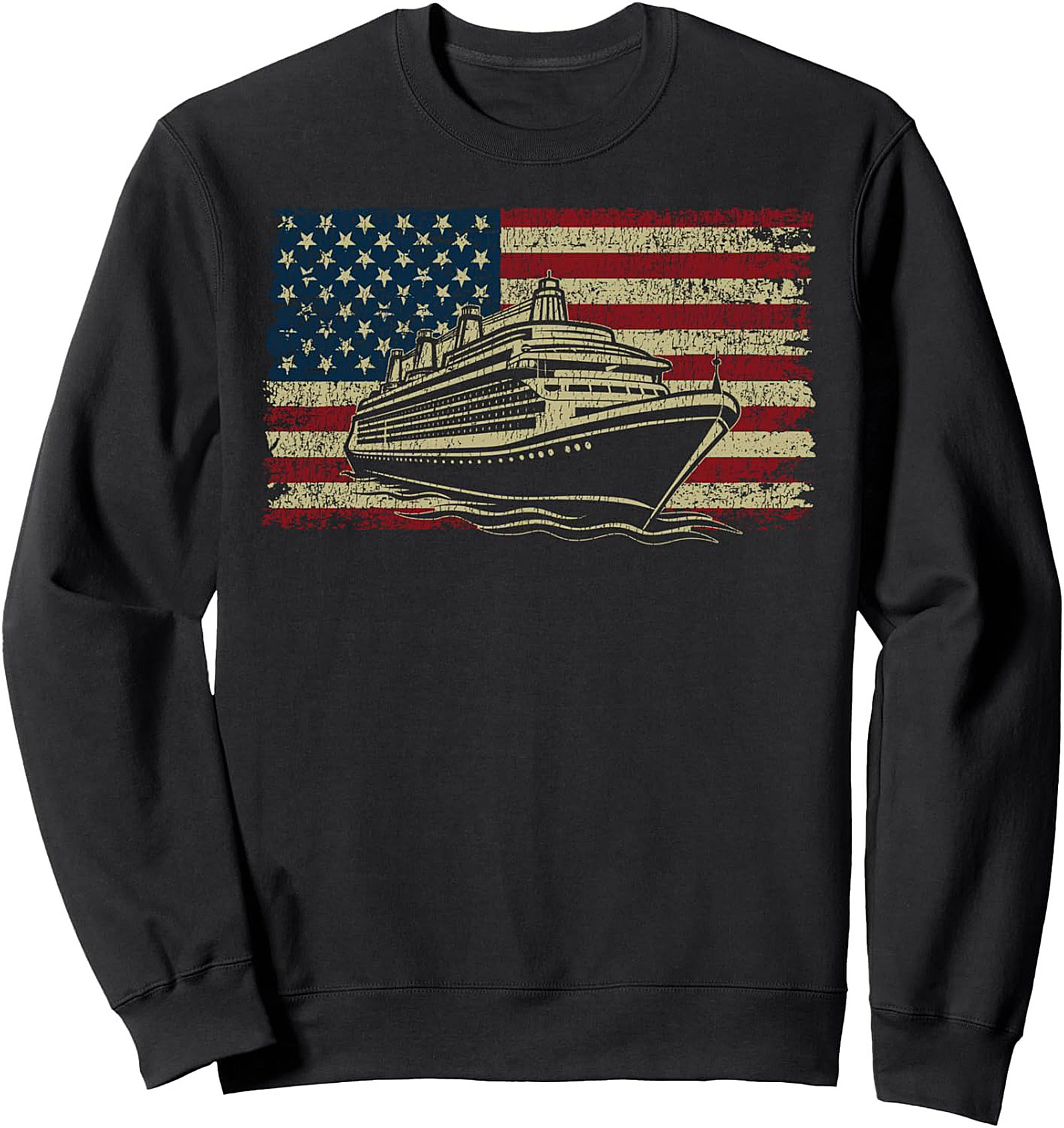 Patriotic Cruise Crewneck Sweatshirt | American Flag Ship
