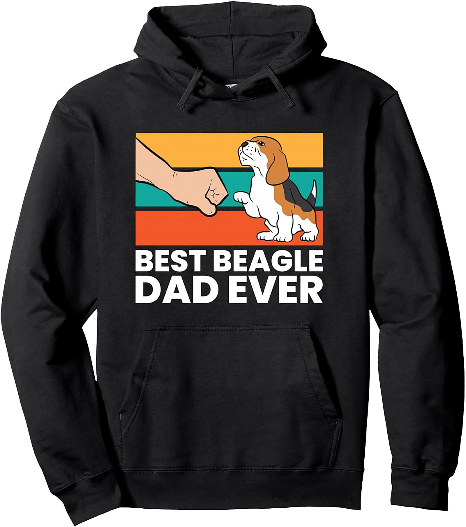 Best Beagle Dad Ever Pullover Hoodie | Retro Dog Lover Graphic Hoodie