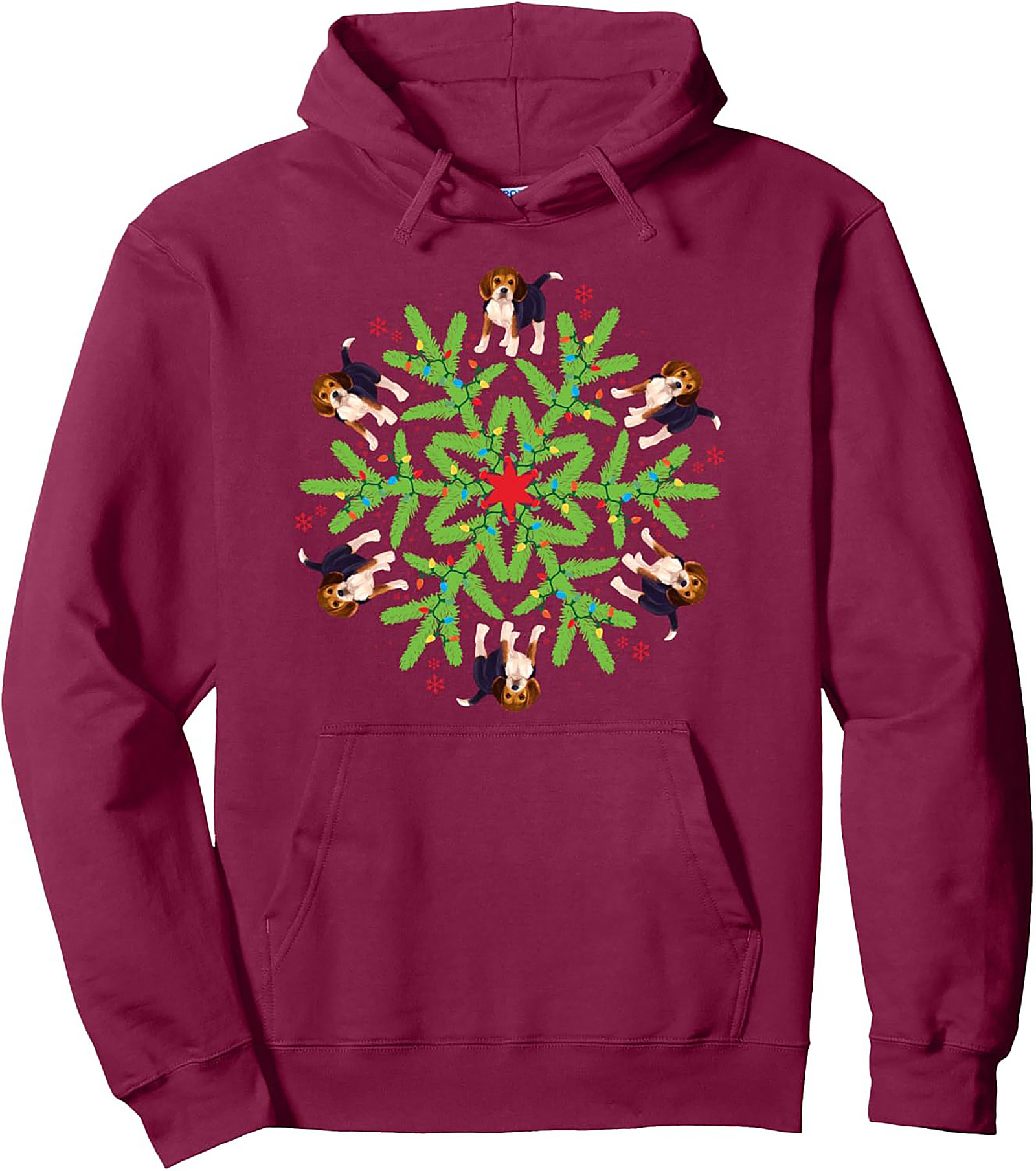 Beagle Christmas Snowflake Pullover Hoodie | Festive Dog Lover Graphic Hoodie