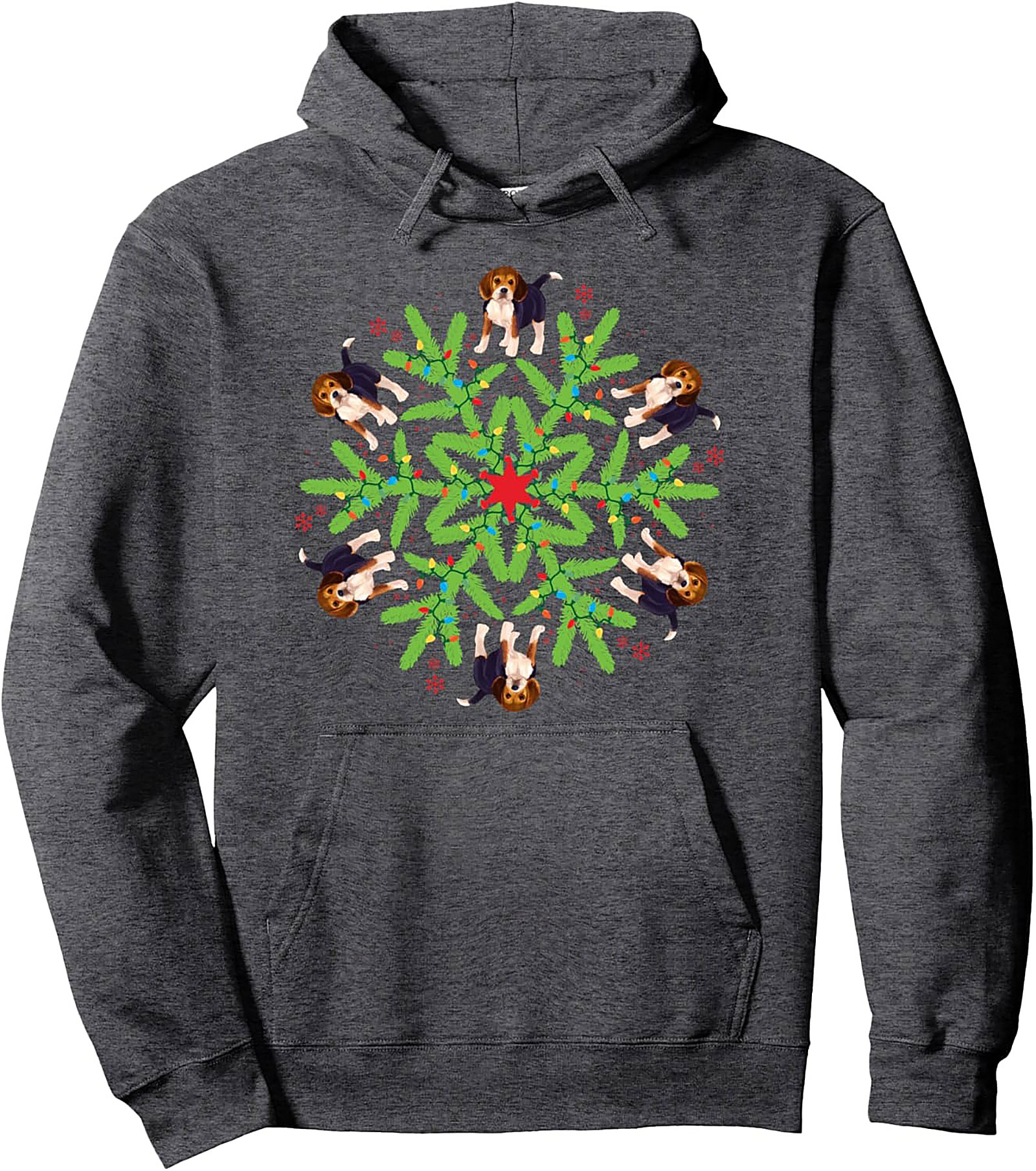 Beagle Christmas Snowflake Pullover Hoodie | Festive Dog Lover Graphic Hoodie