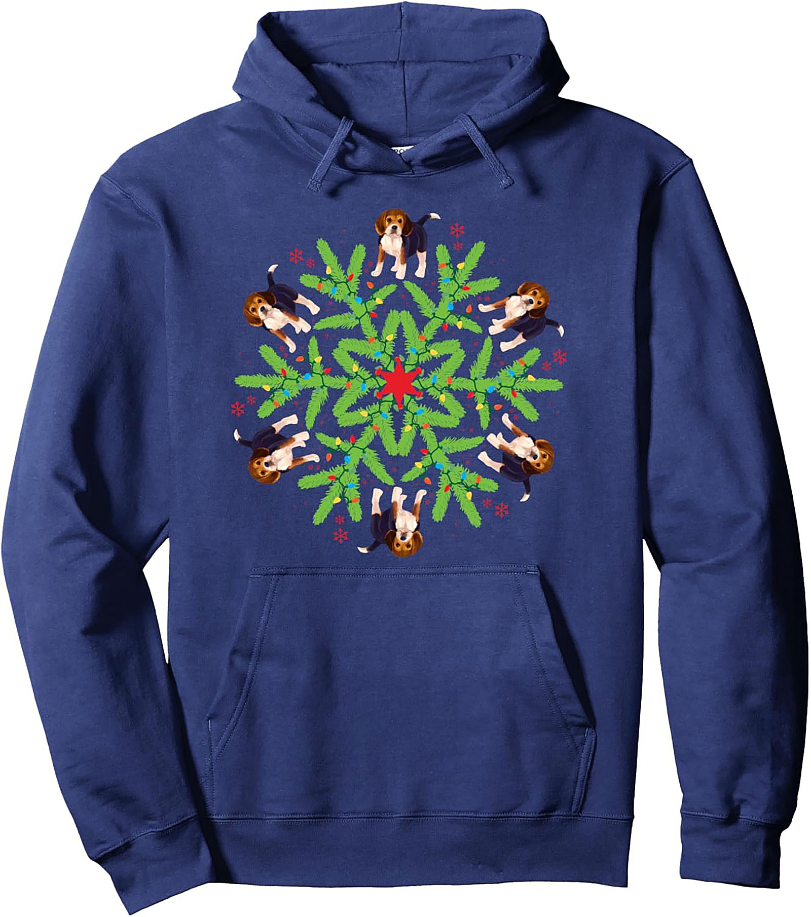 Beagle Christmas Snowflake Pullover Hoodie | Festive Dog Lover Graphic Hoodie