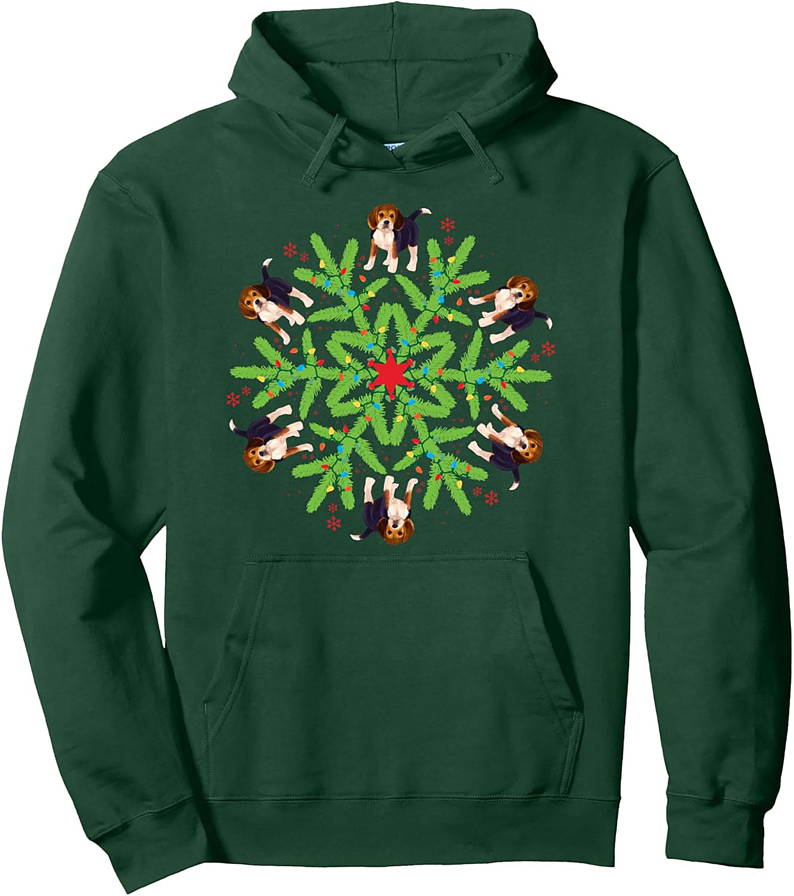 Beagle Christmas Snowflake Pullover Hoodie | Festive Dog Lover Graphic Hoodie