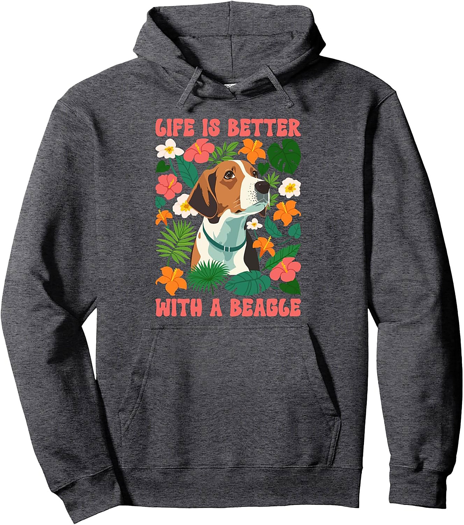 Tropical Beagle Lover Pullover Hoodie - Life is Better with a Beagle Graphic Hoodie