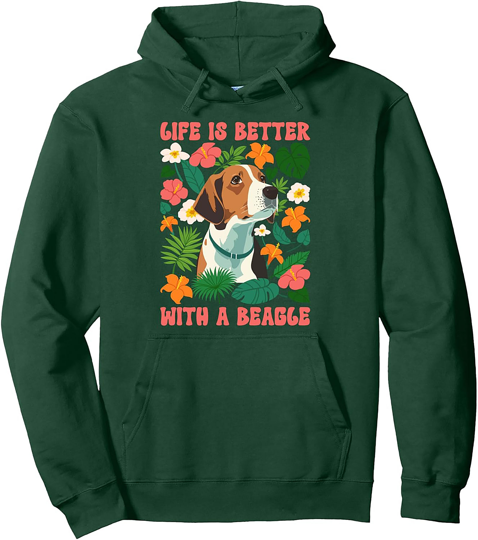 Tropical Beagle Lover Pullover Hoodie - Life is Better with a Beagle Graphic Hoodie