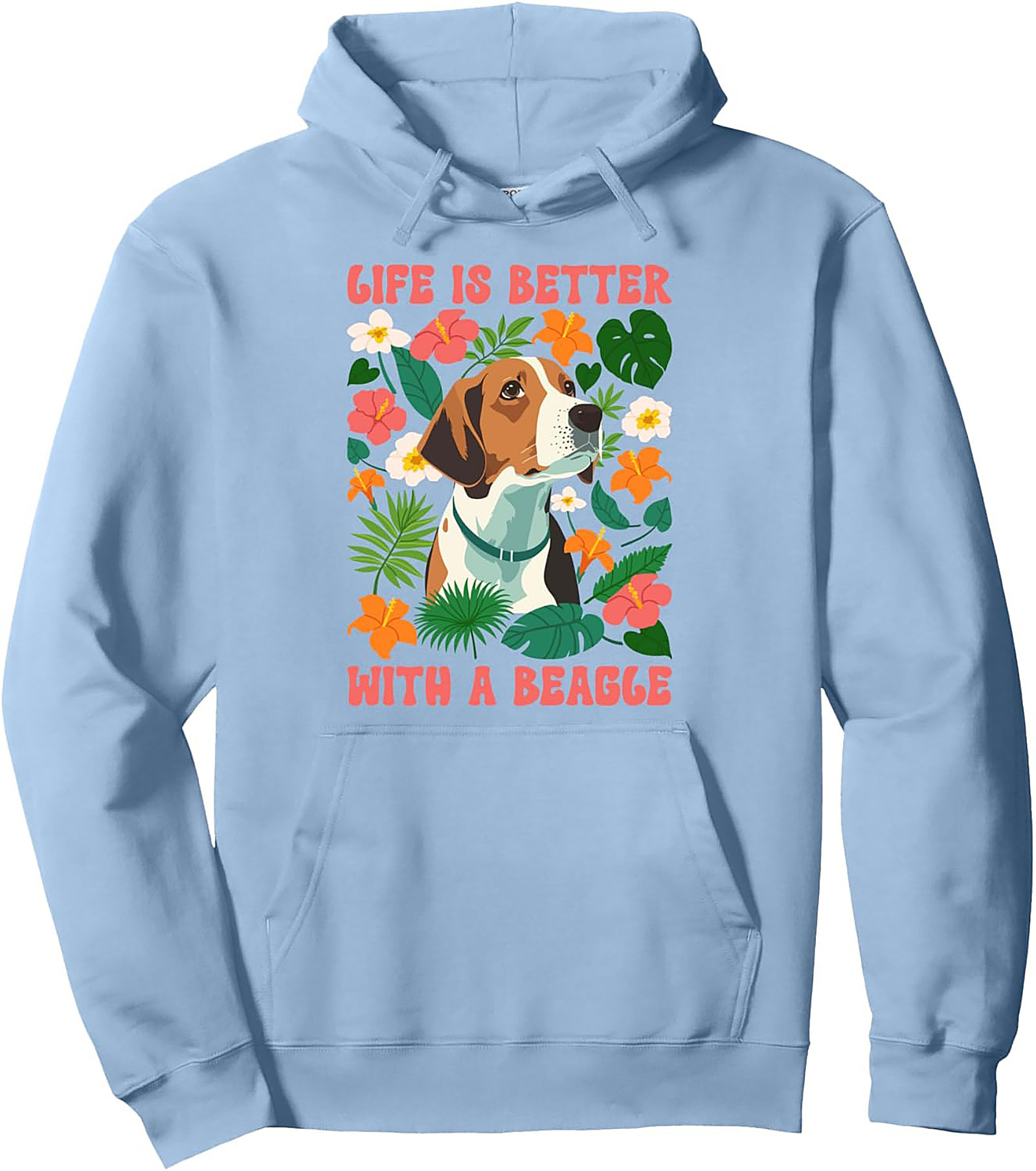 Tropical Beagle Lover Pullover Hoodie - Life is Better with a Beagle Graphic Hoodie