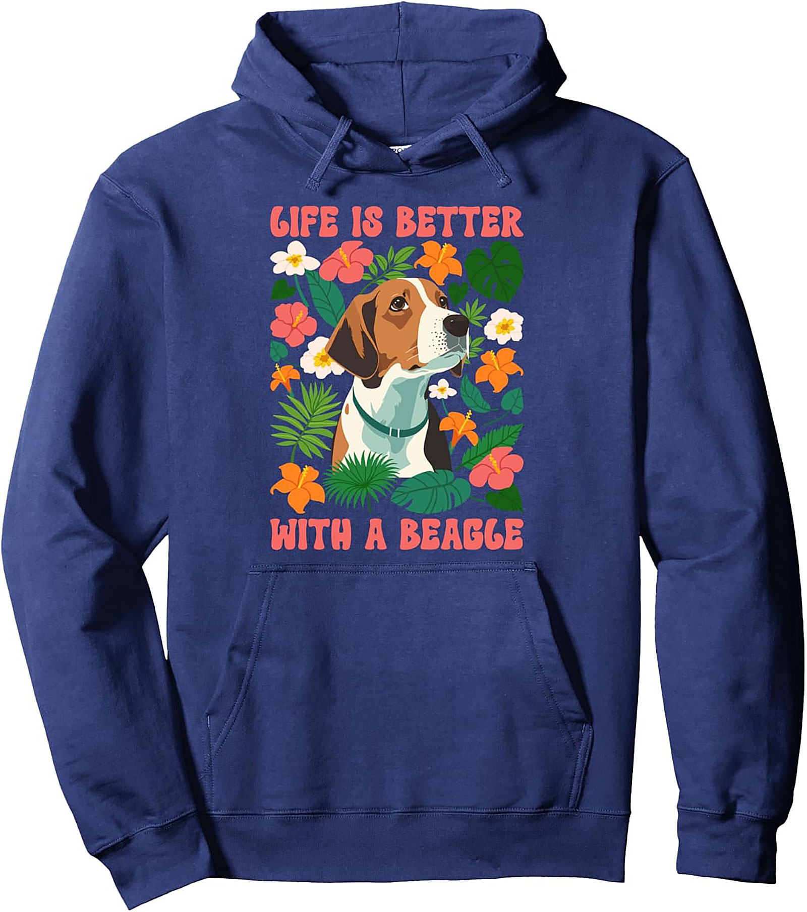 Tropical Beagle Lover Pullover Hoodie - Life is Better with a Beagle Graphic Hoodie