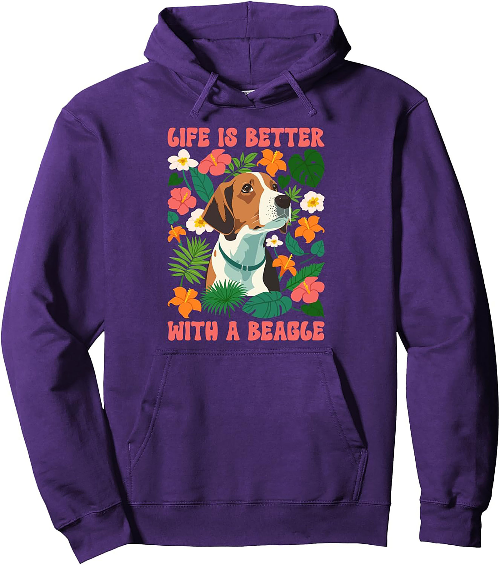 Tropical Beagle Lover Pullover Hoodie - Life is Better with a Beagle Graphic Hoodie
