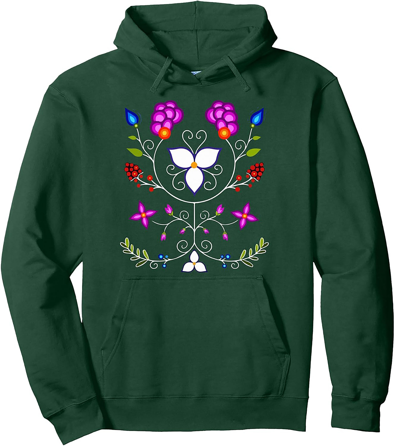 Vibrant Indigenous Floral Pullover Hoodie Cozy Streetwear