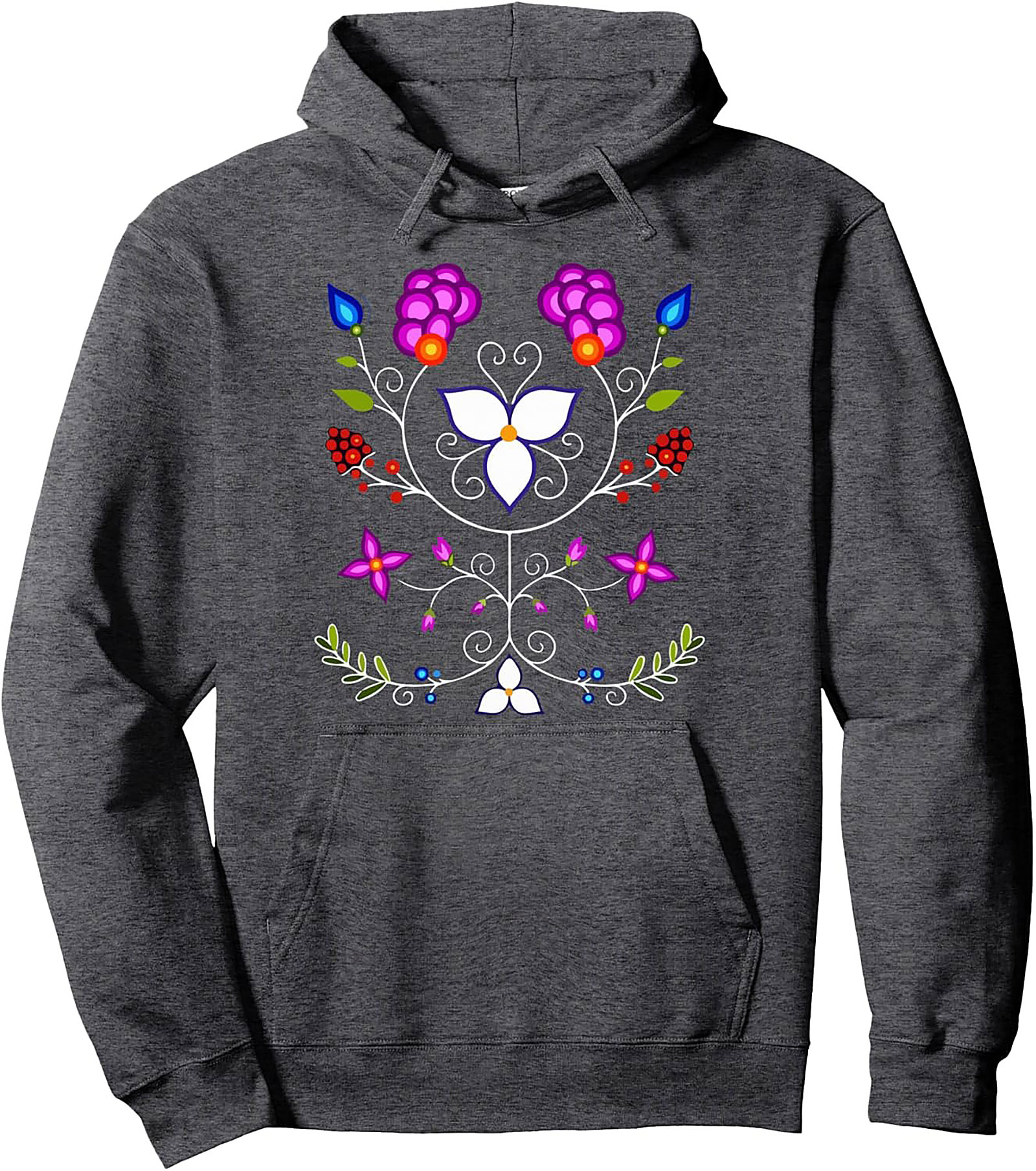 Vibrant Indigenous Floral Pullover Hoodie Cozy Streetwear