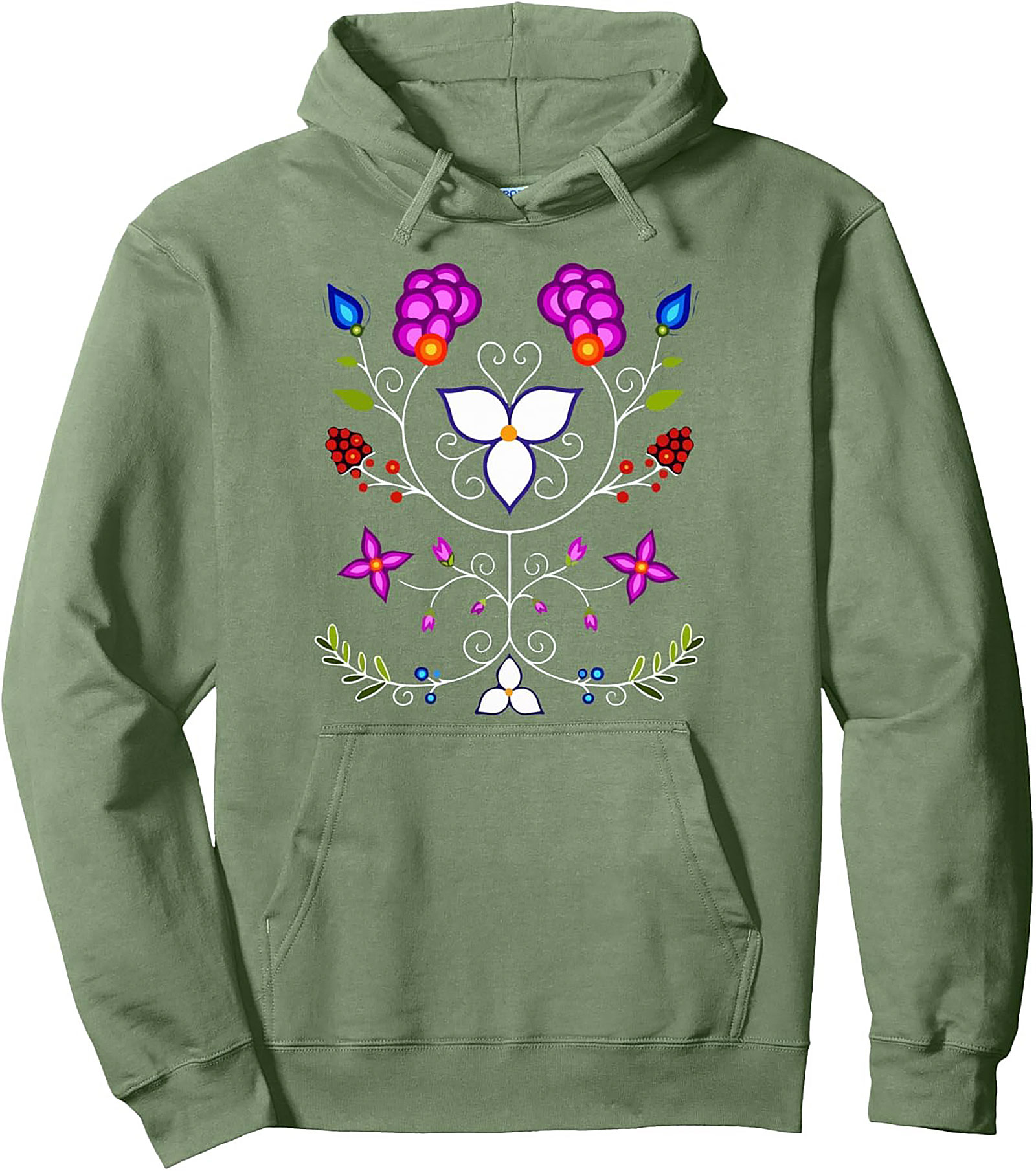 Vibrant Indigenous Floral Pullover Hoodie Cozy Streetwear