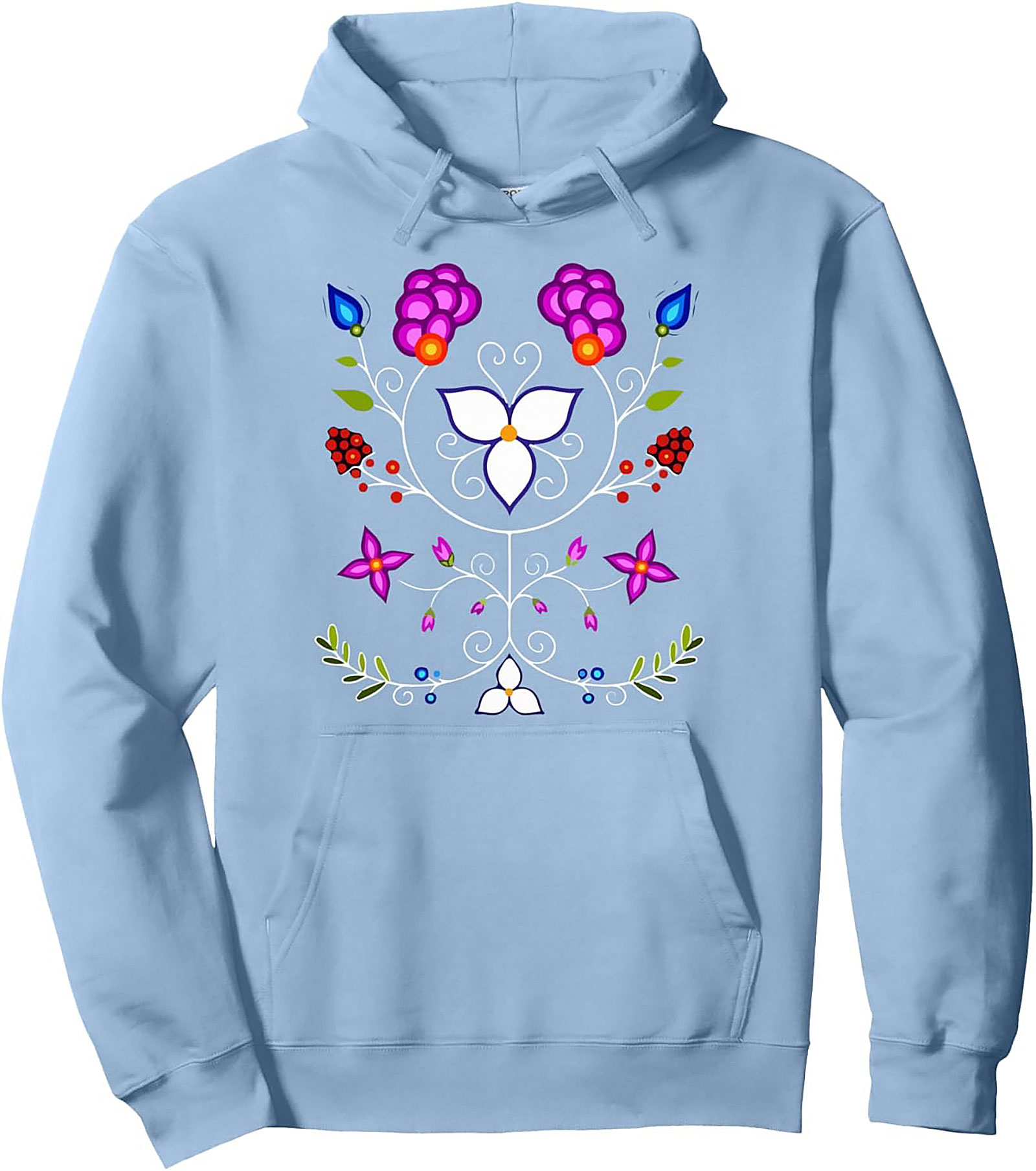 Vibrant Indigenous Floral Pullover Hoodie Cozy Streetwear
