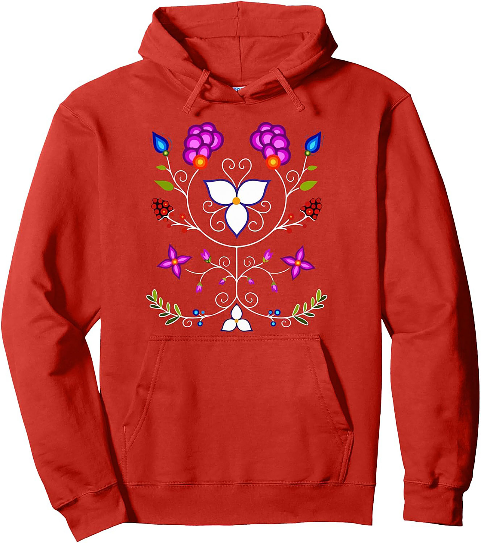 Vibrant Indigenous Floral Pullover Hoodie Cozy Streetwear