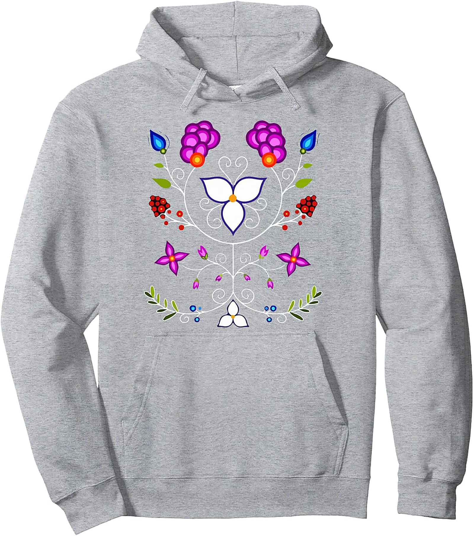 Vibrant Indigenous Floral Pullover Hoodie Cozy Streetwear