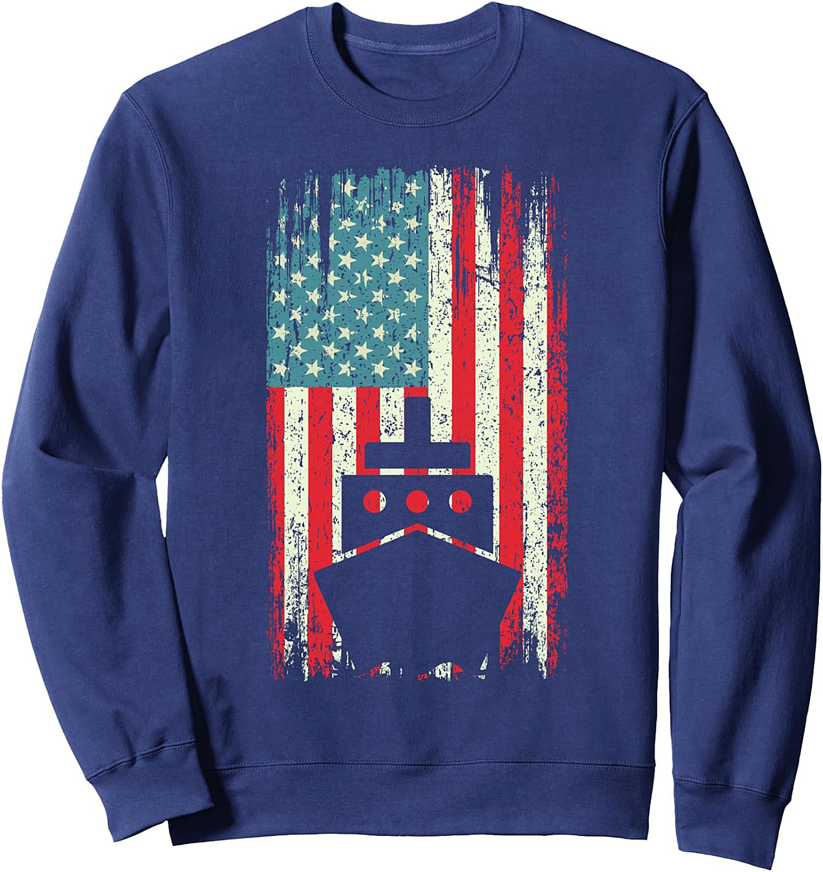 Maritime Flag Crewneck Sweatshirt | Patriotic Ship Pullover