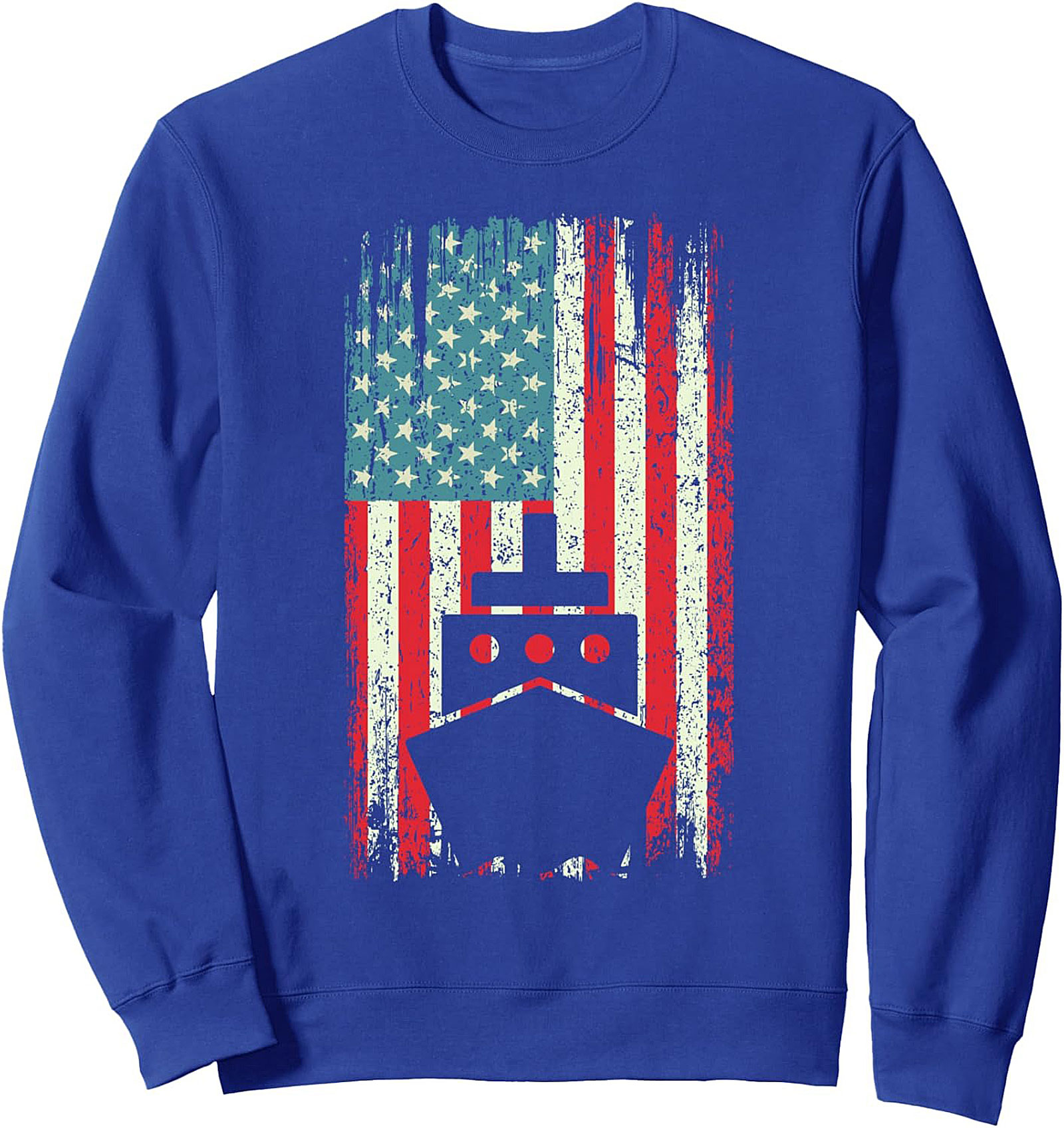Maritime Flag Crewneck Sweatshirt | Patriotic Ship Pullover
