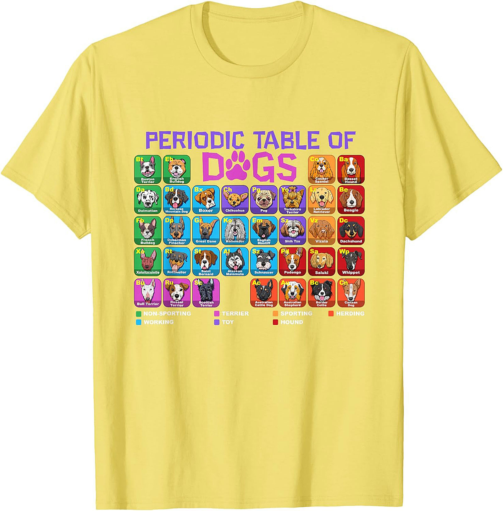 Periodic Table of Dogs Graphic Tee | Funny Dog Breeds Science Shirt