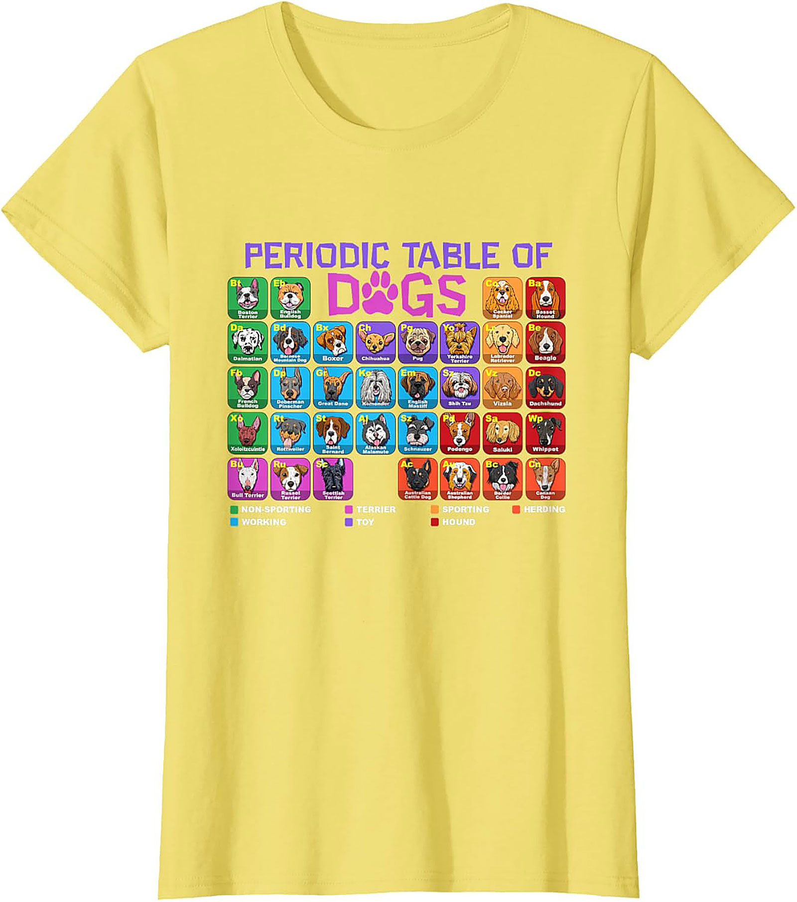 Periodic Table of Dogs Graphic Tee | Funny Dog Breeds Science Shirt