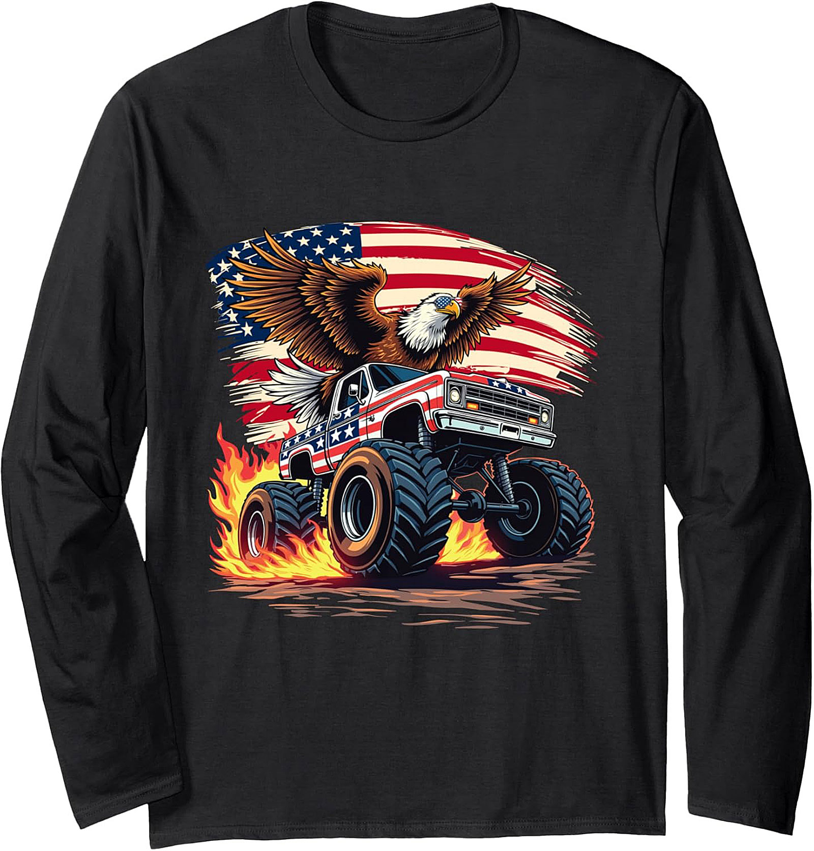 Patriotic Monster Truck Graphic Sweatshirt | Cozy Pullover