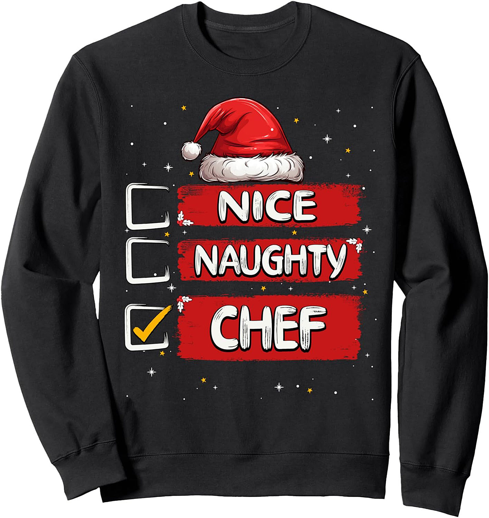 Funny Chef Christmas T-shirt Nice Naughty Cooking Tee