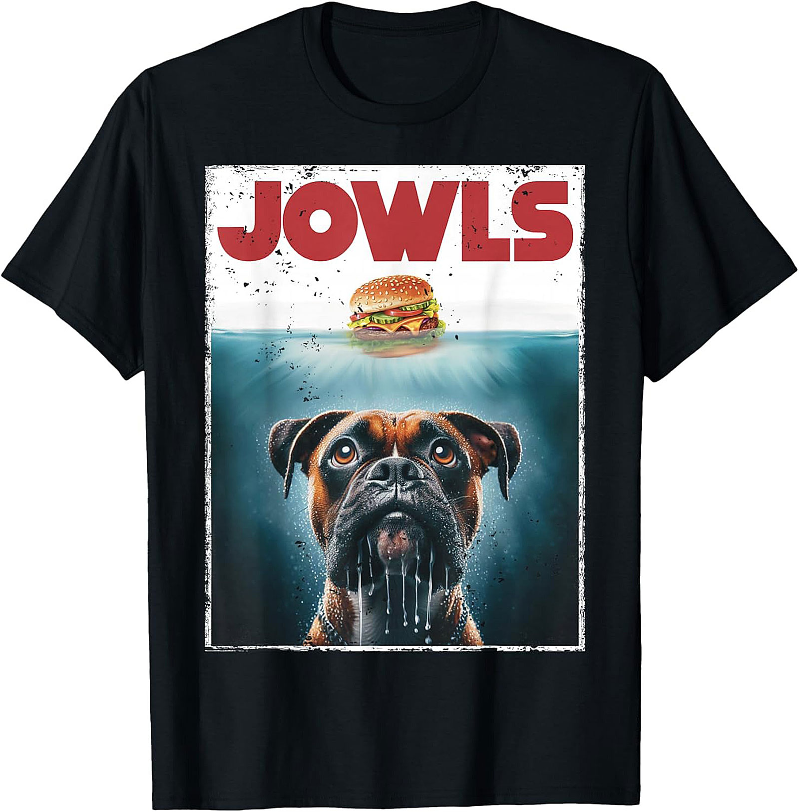 Boxer Dog Jowls Funny T-Shirt | Jaws Movie Parody Graphic Tee