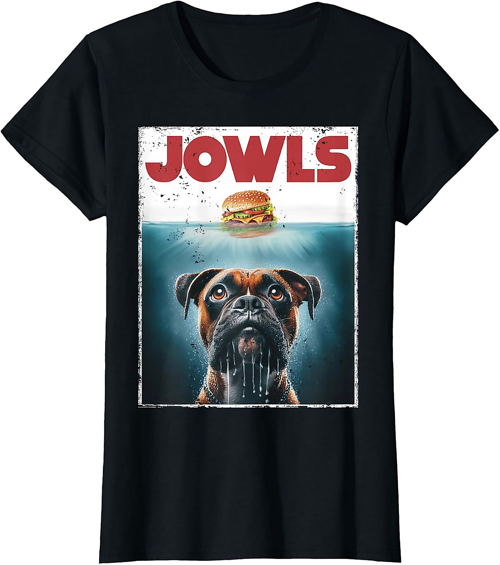 Boxer Dog Jowls Funny T-Shirt | Jaws Movie Parody Graphic Tee