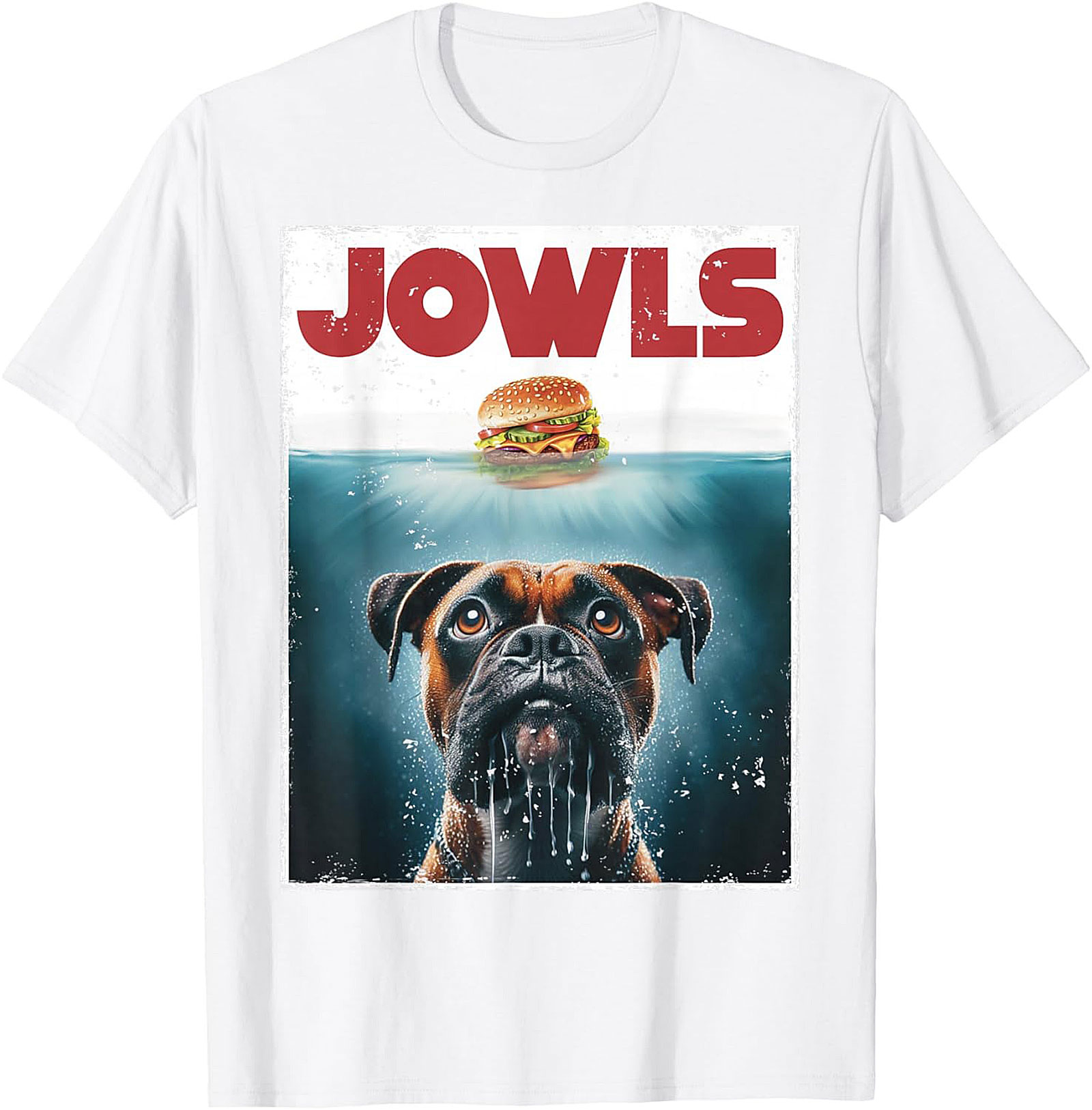 Boxer Dog Jowls Funny T-Shirt | Jaws Movie Parody Graphic Tee