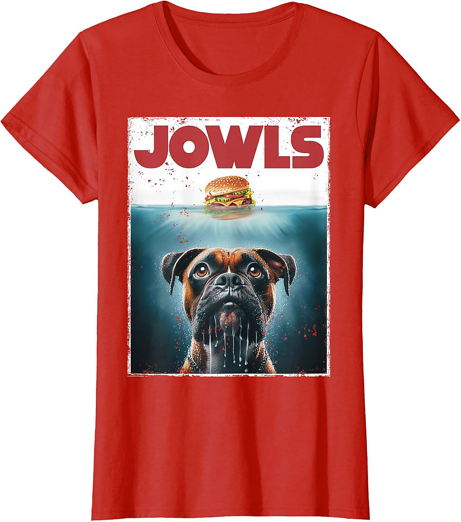 Boxer Dog Jowls Funny T-Shirt | Jaws Movie Parody Graphic Tee