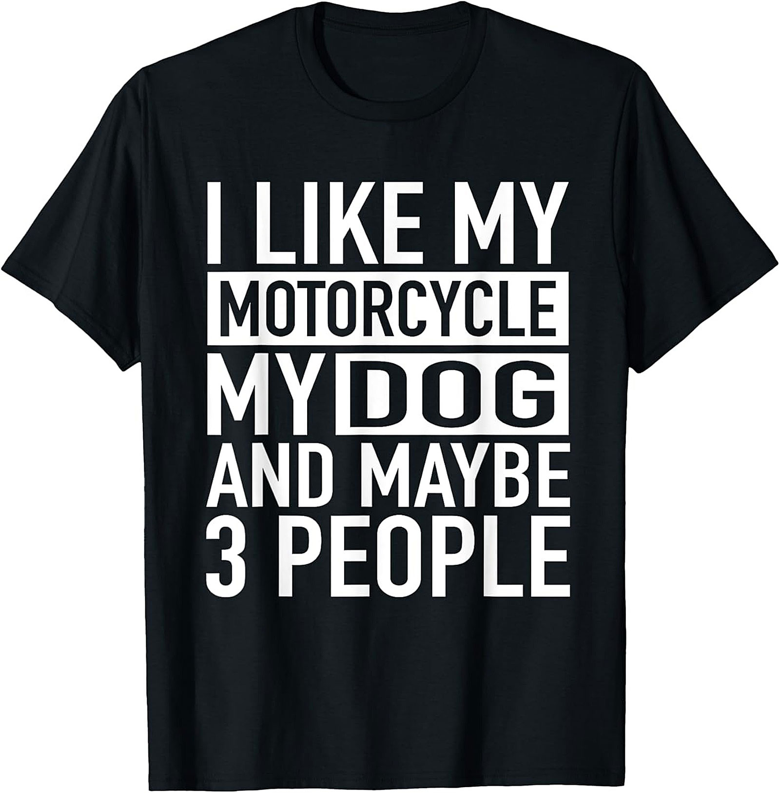 I Like My Motorcycle My Dog and Maybe 3 People T-Shirt | Funny Biker Graphic Tee