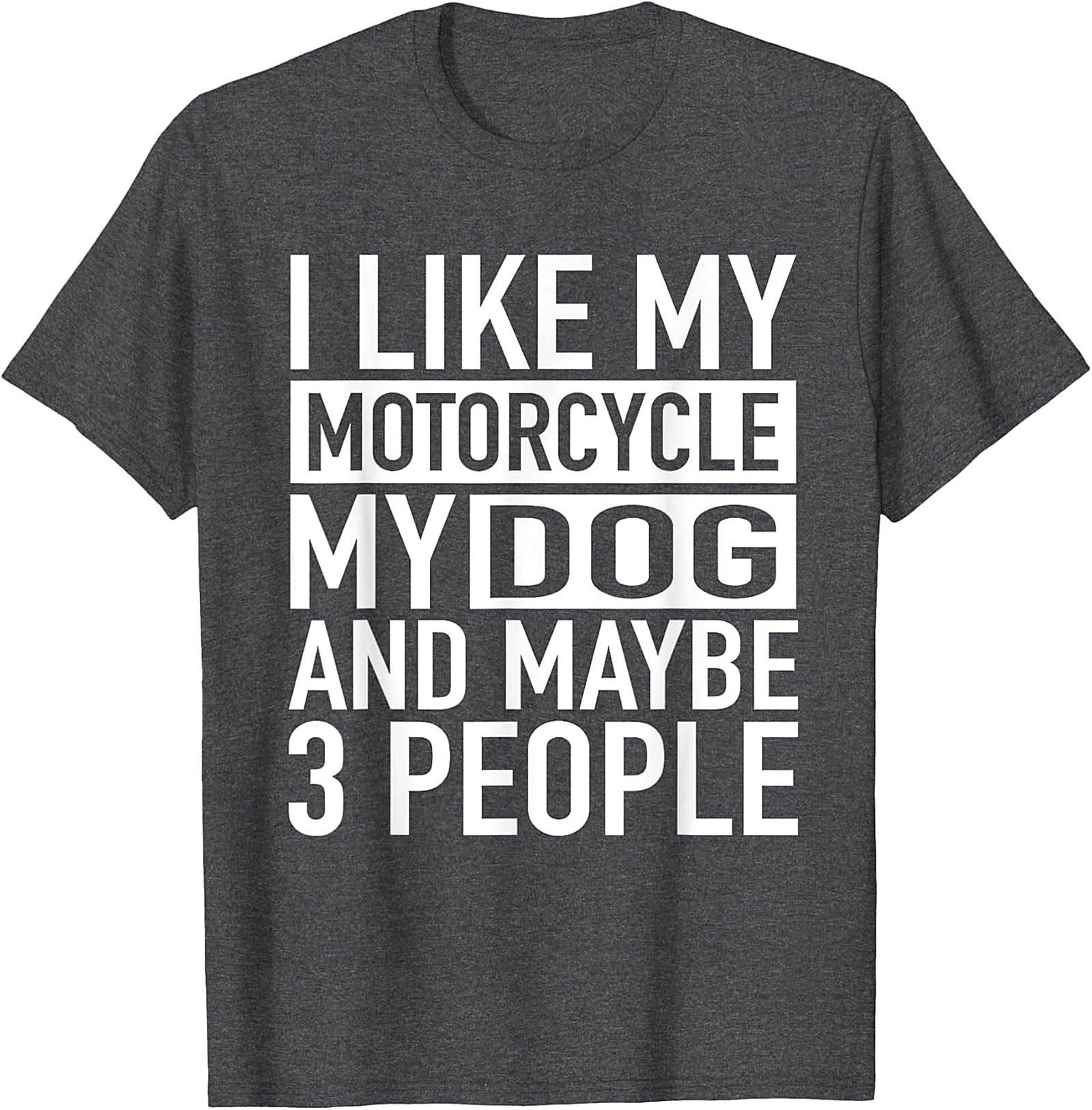 I Like My Motorcycle My Dog and Maybe 3 People T-Shirt | Funny Biker Graphic Tee