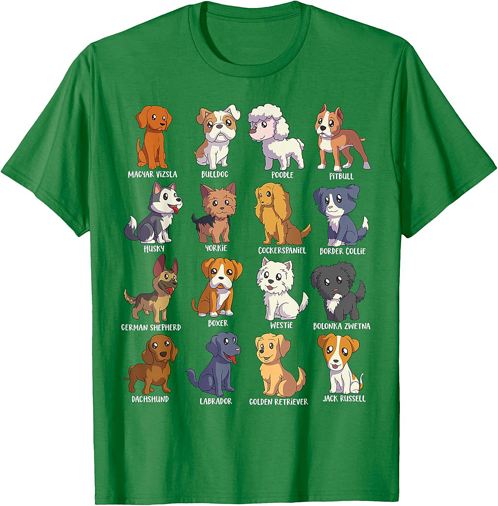 16 Dog Breeds T-Shirt | Ultimate Cute Canine Collection Graphic Tee
