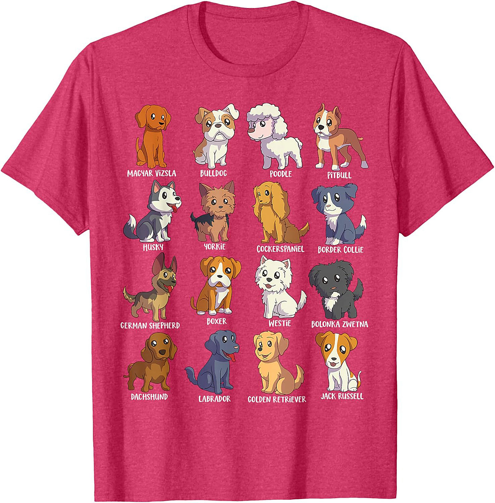 16 Dog Breeds T-Shirt | Ultimate Cute Canine Collection Graphic Tee