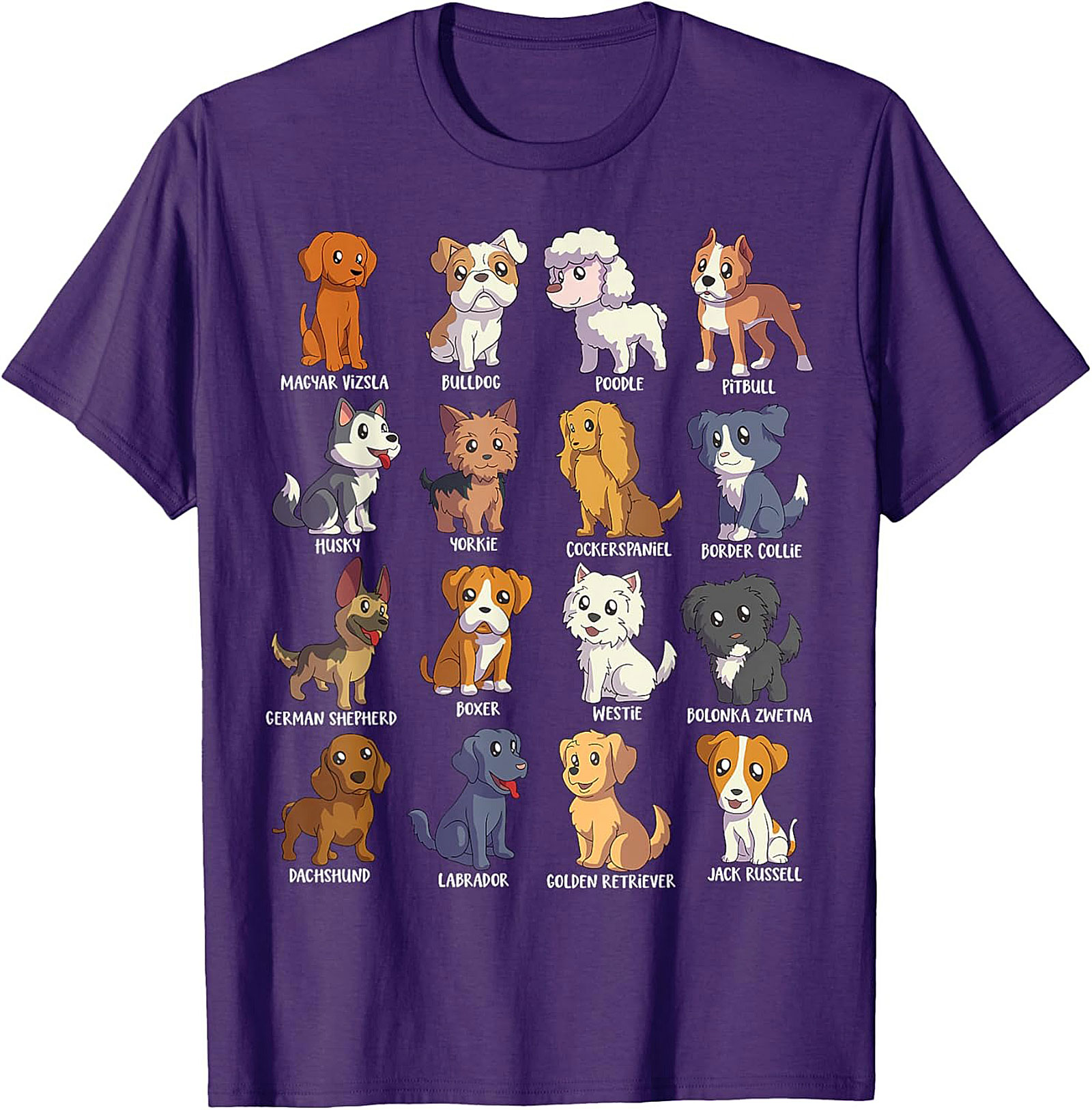 16 Dog Breeds T-Shirt | Ultimate Cute Canine Collection Graphic Tee