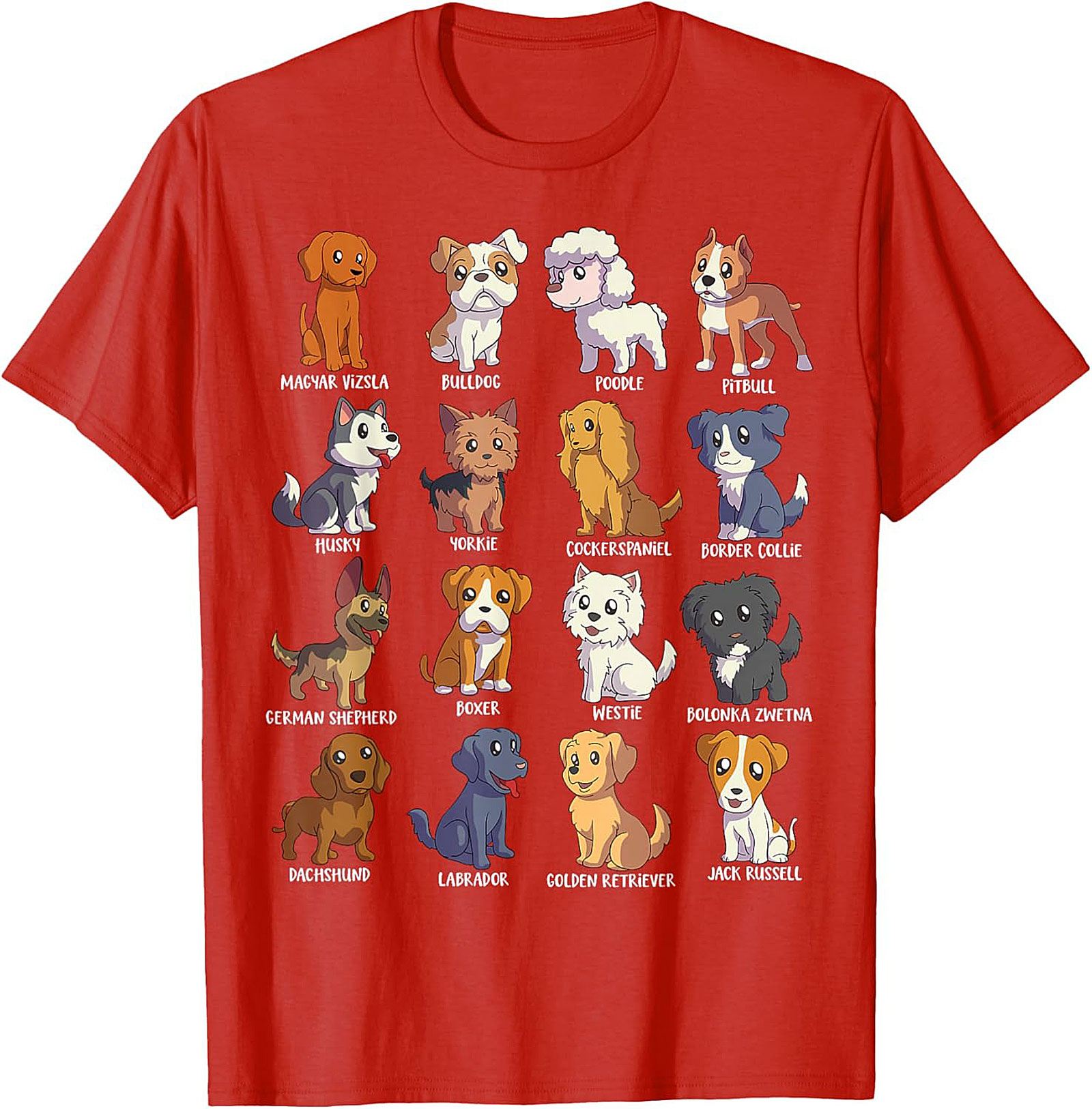 16 Dog Breeds T-Shirt | Ultimate Cute Canine Collection Graphic Tee