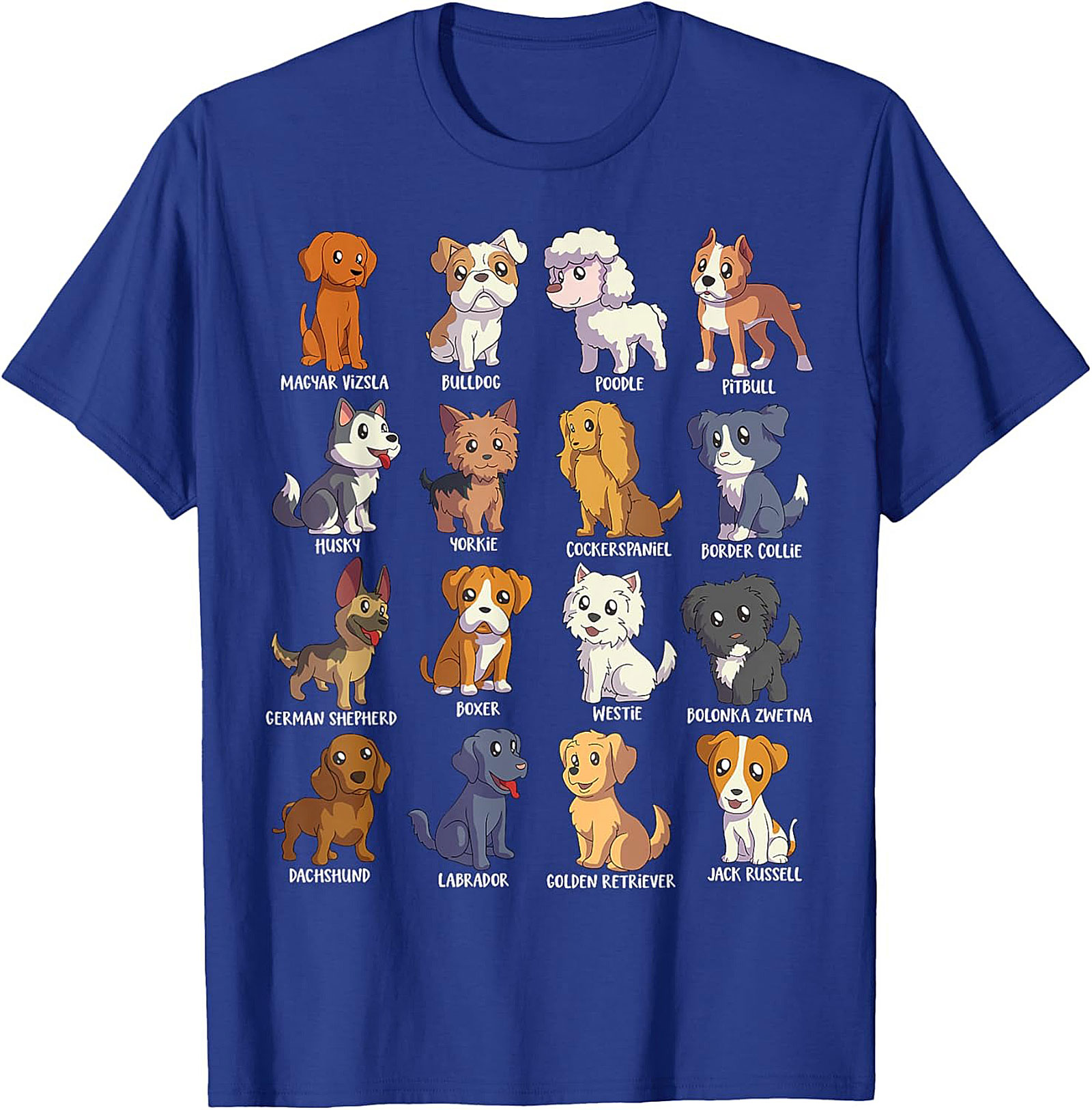 16 Dog Breeds T-Shirt | Ultimate Cute Canine Collection Graphic Tee