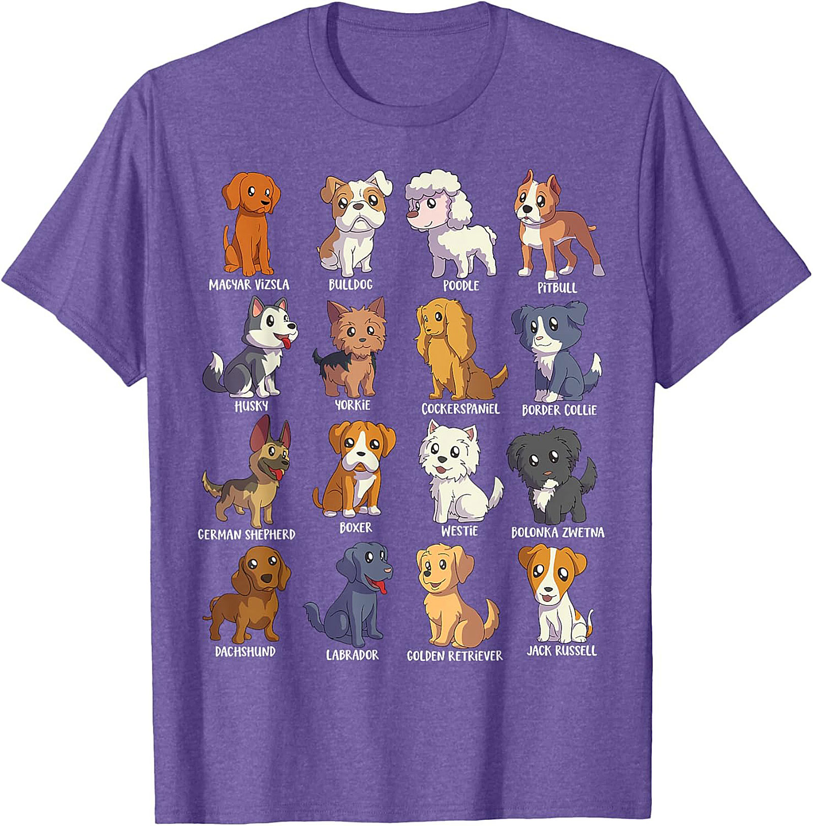 16 Dog Breeds T-Shirt | Ultimate Cute Canine Collection Graphic Tee