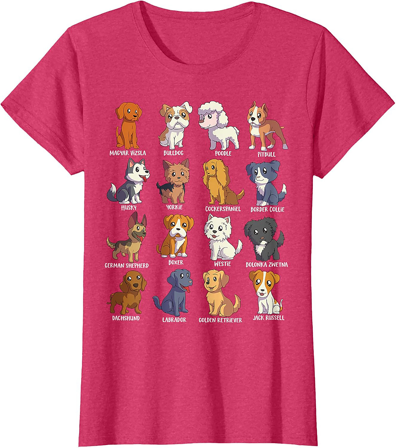 16 Dog Breeds T-Shirt | Ultimate Cute Canine Collection Graphic Tee