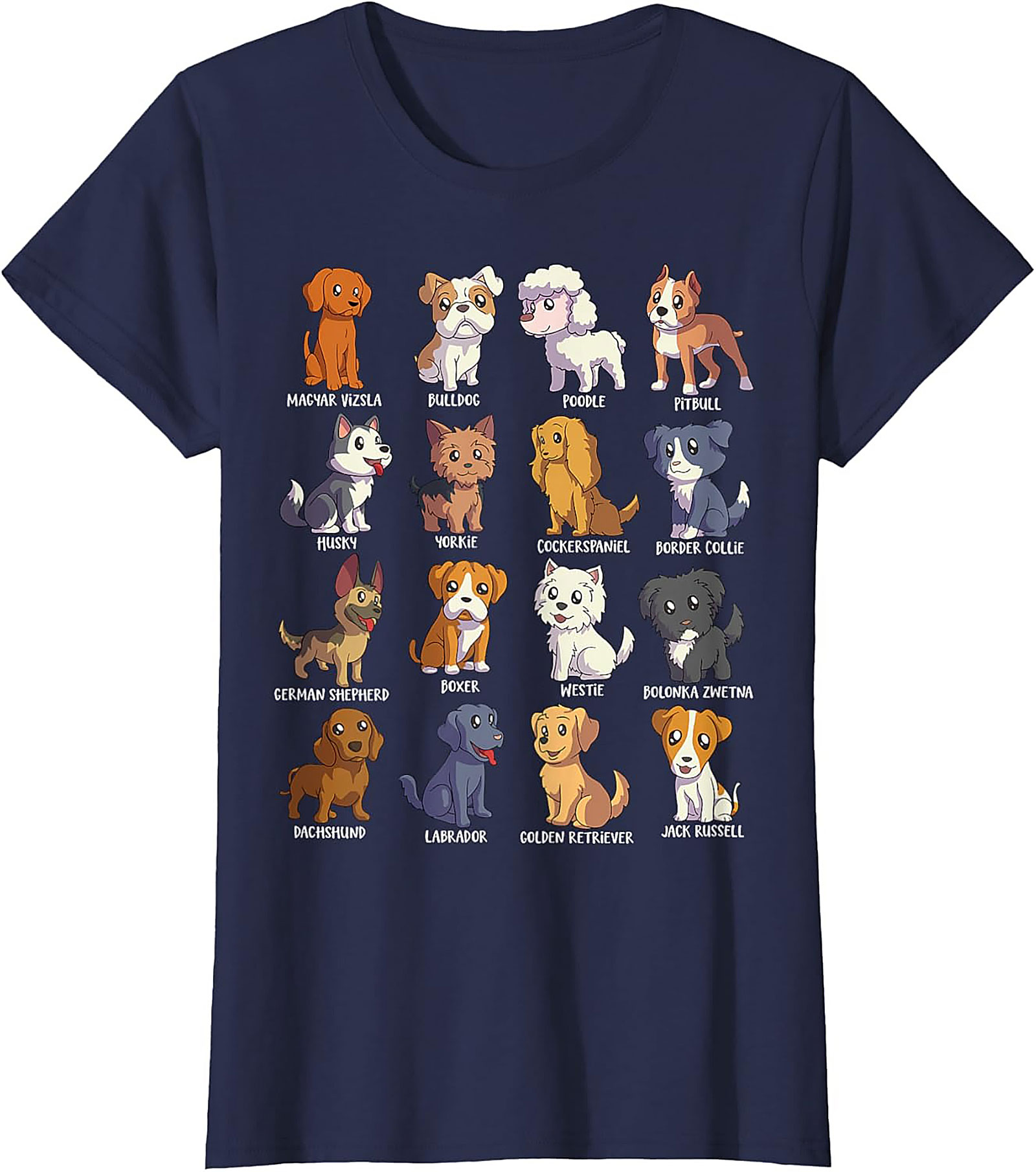 16 Dog Breeds T-Shirt | Ultimate Cute Canine Collection Graphic Tee