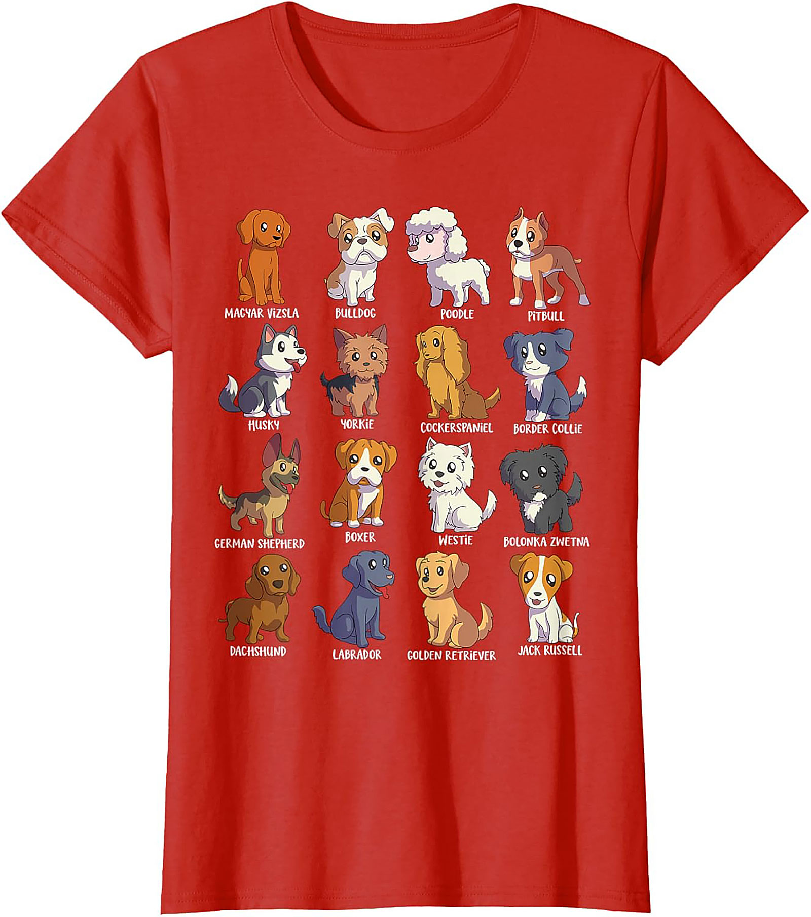 16 Dog Breeds T-Shirt | Ultimate Cute Canine Collection Graphic Tee