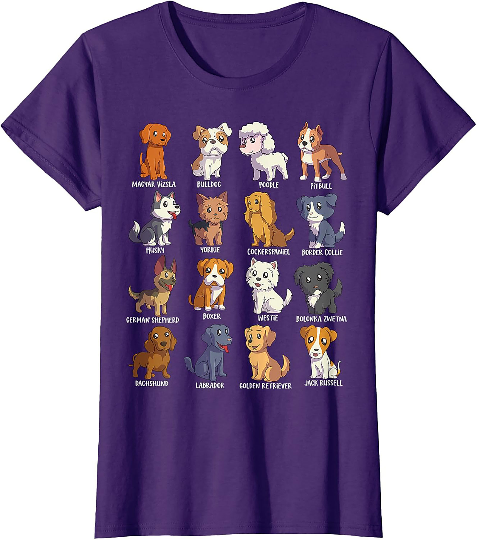 16 Dog Breeds T-Shirt | Ultimate Cute Canine Collection Graphic Tee