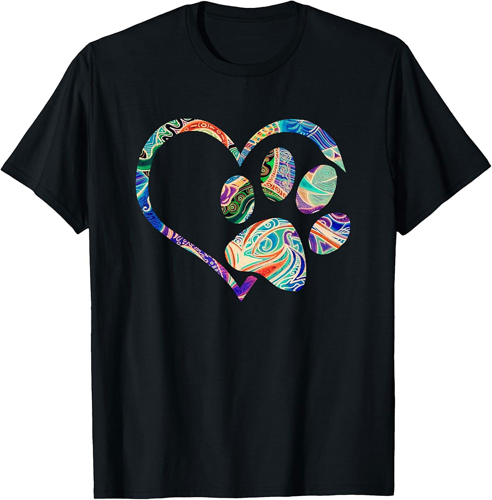 Boho Paw Print T-shirt: Artistic Dog Lover Graphic Tee
