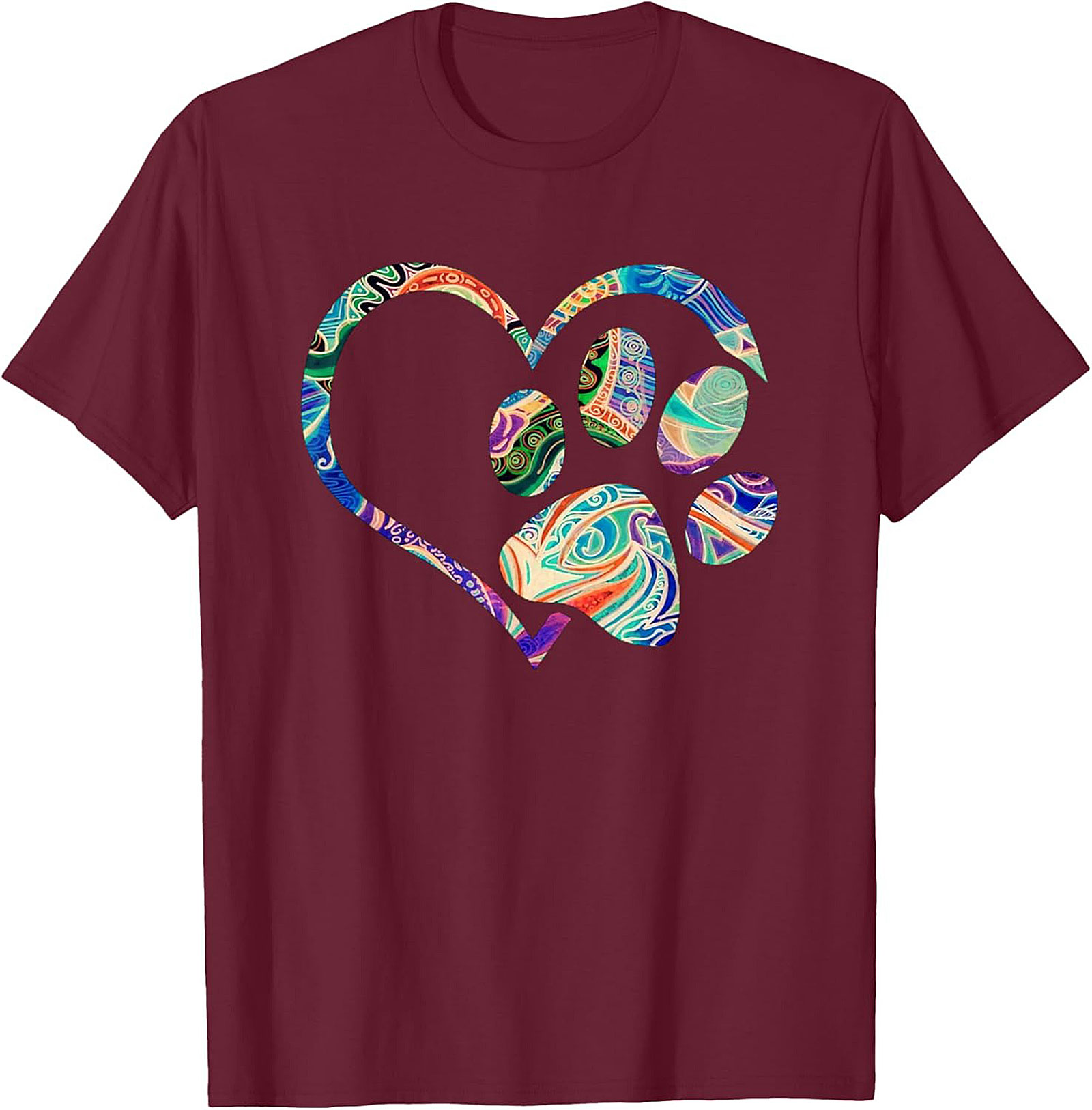 Boho Paw Print T-shirt: Artistic Dog Lover Graphic Tee