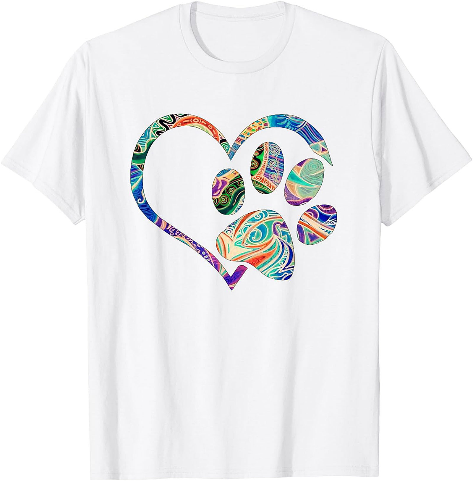 Boho Paw Print T-shirt: Artistic Dog Lover Graphic Tee